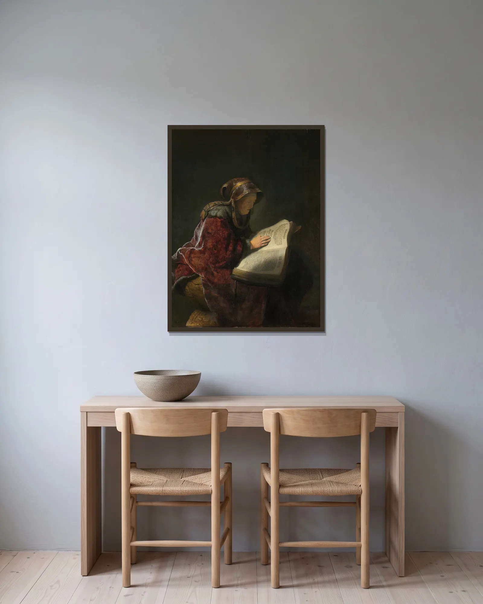 Old Woman Reading av Rembrandt van Rijn inramad på en vägg