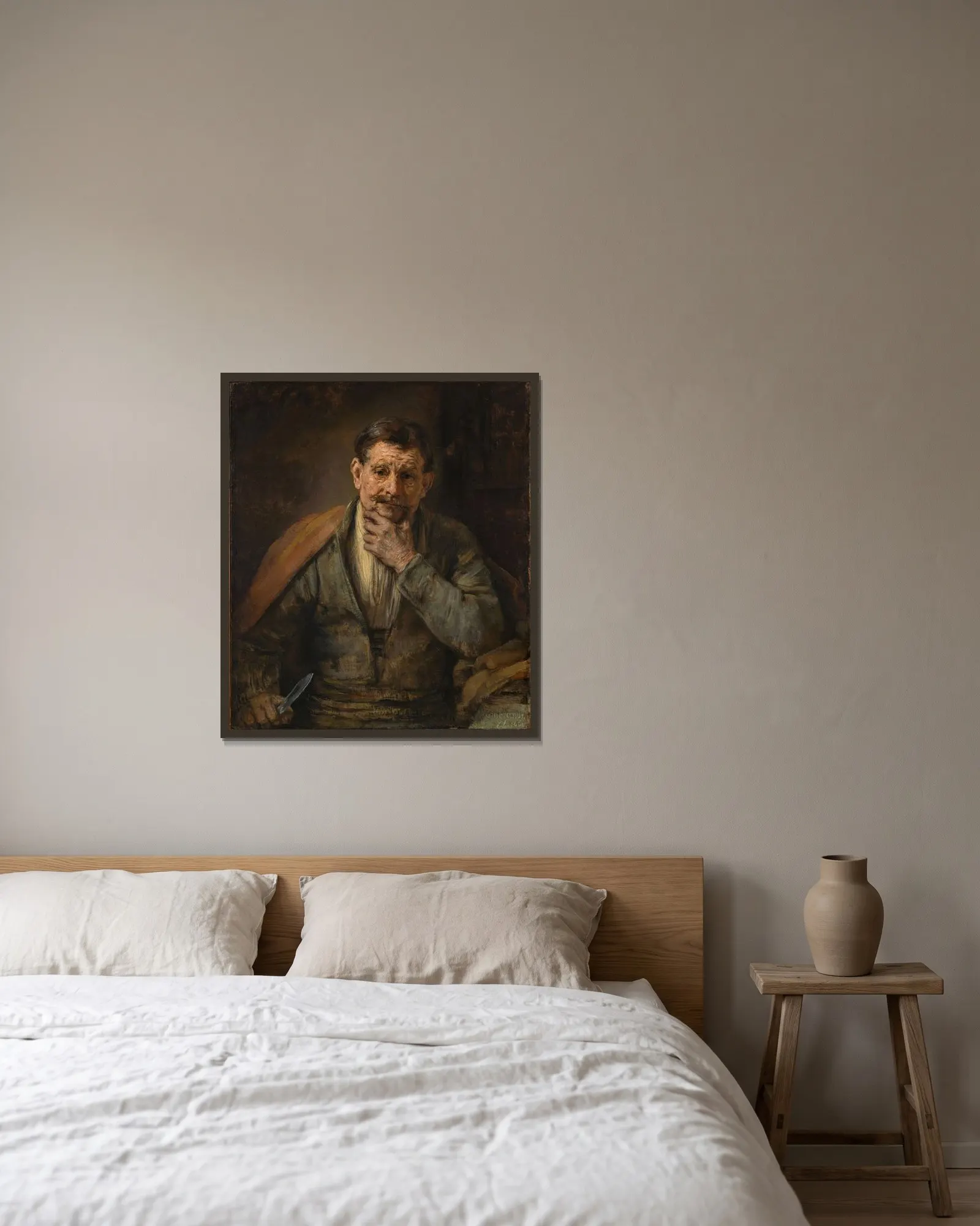Saint Bartholomew av Rembrandt van Rijn inramad på en vägg