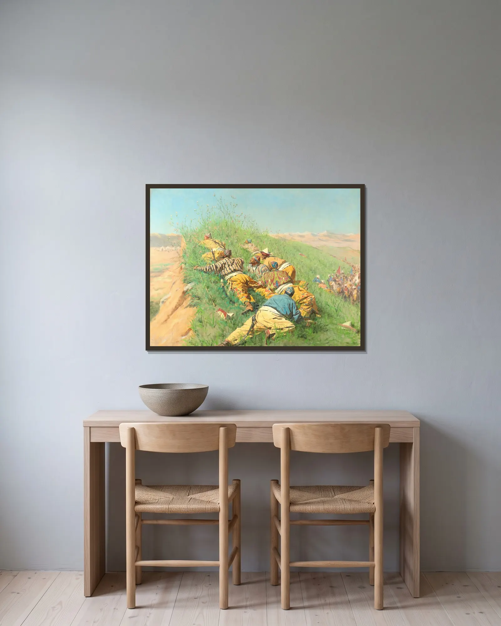 Spying out av Vasily Vereshchagin inramad på en vägg