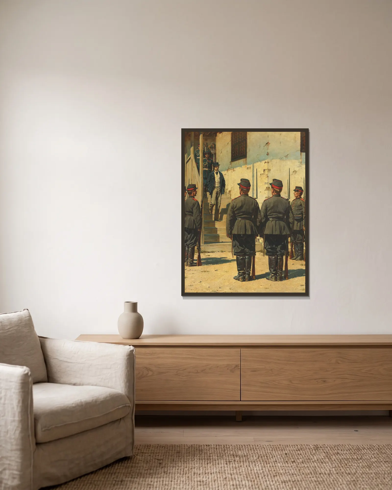 The Spy av Vasily Vereshchagin inramad på en vägg