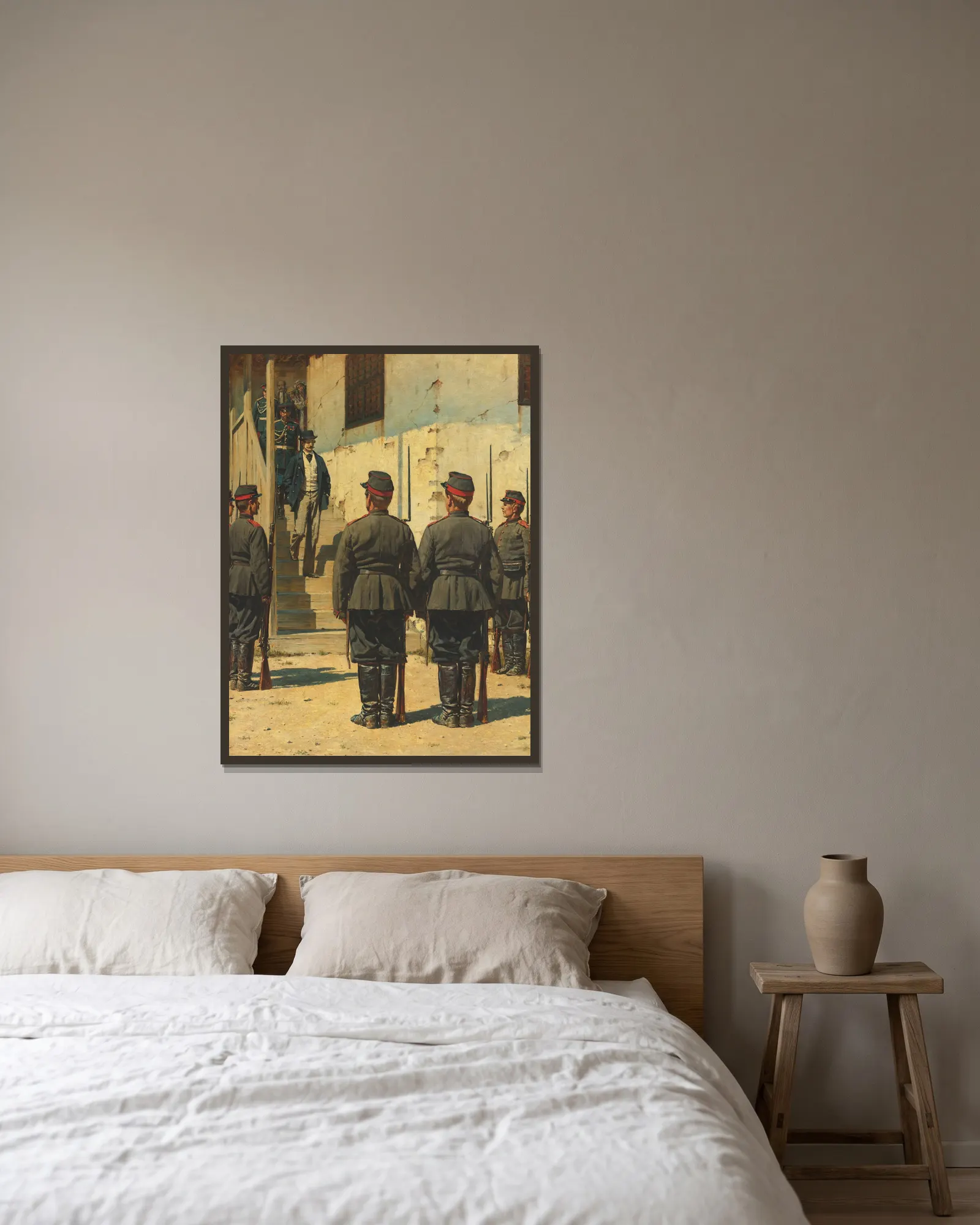 The Spy av Vasily Vereshchagin inramad på en vägg