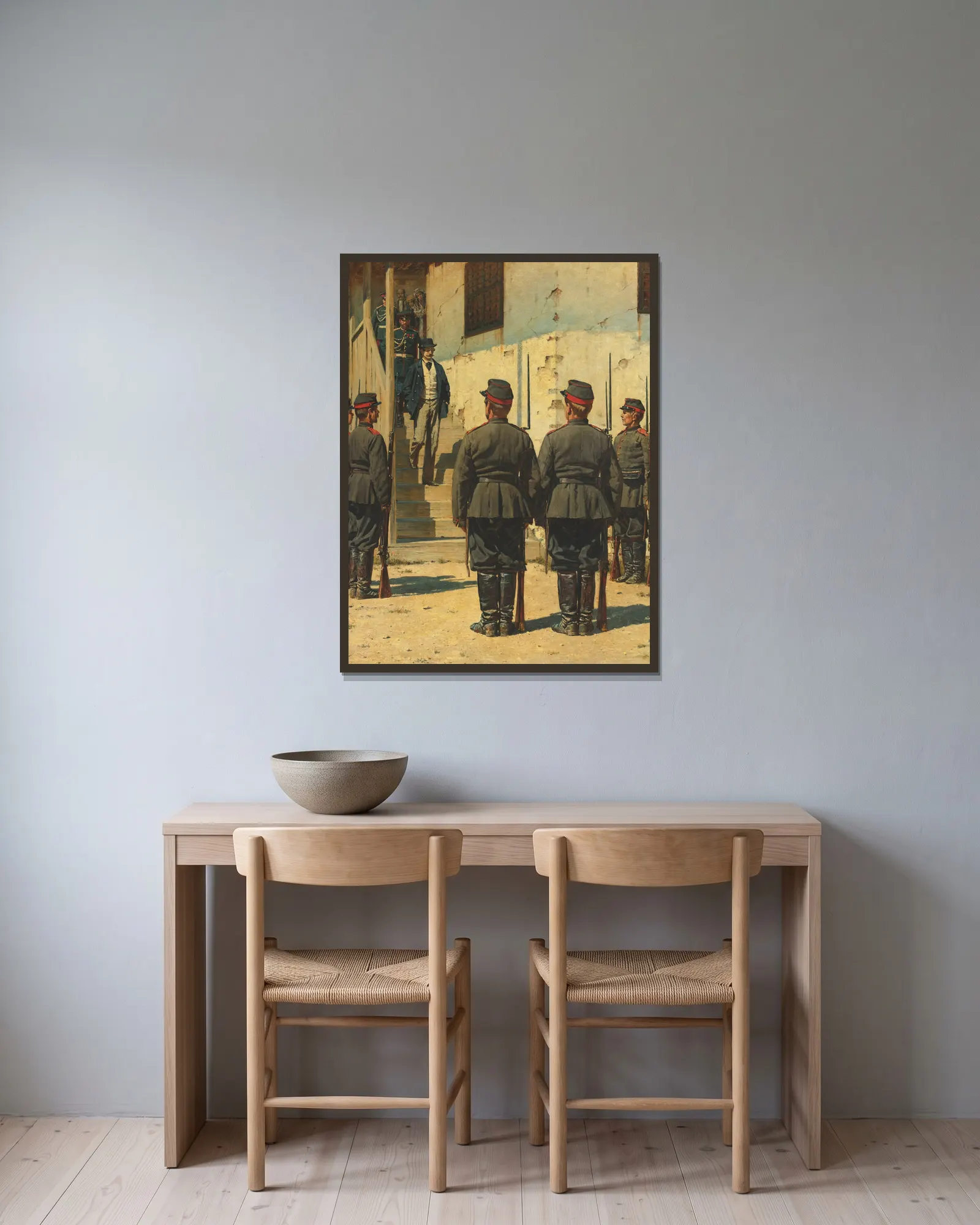 The Spy av Vasily Vereshchagin inramad på en vägg