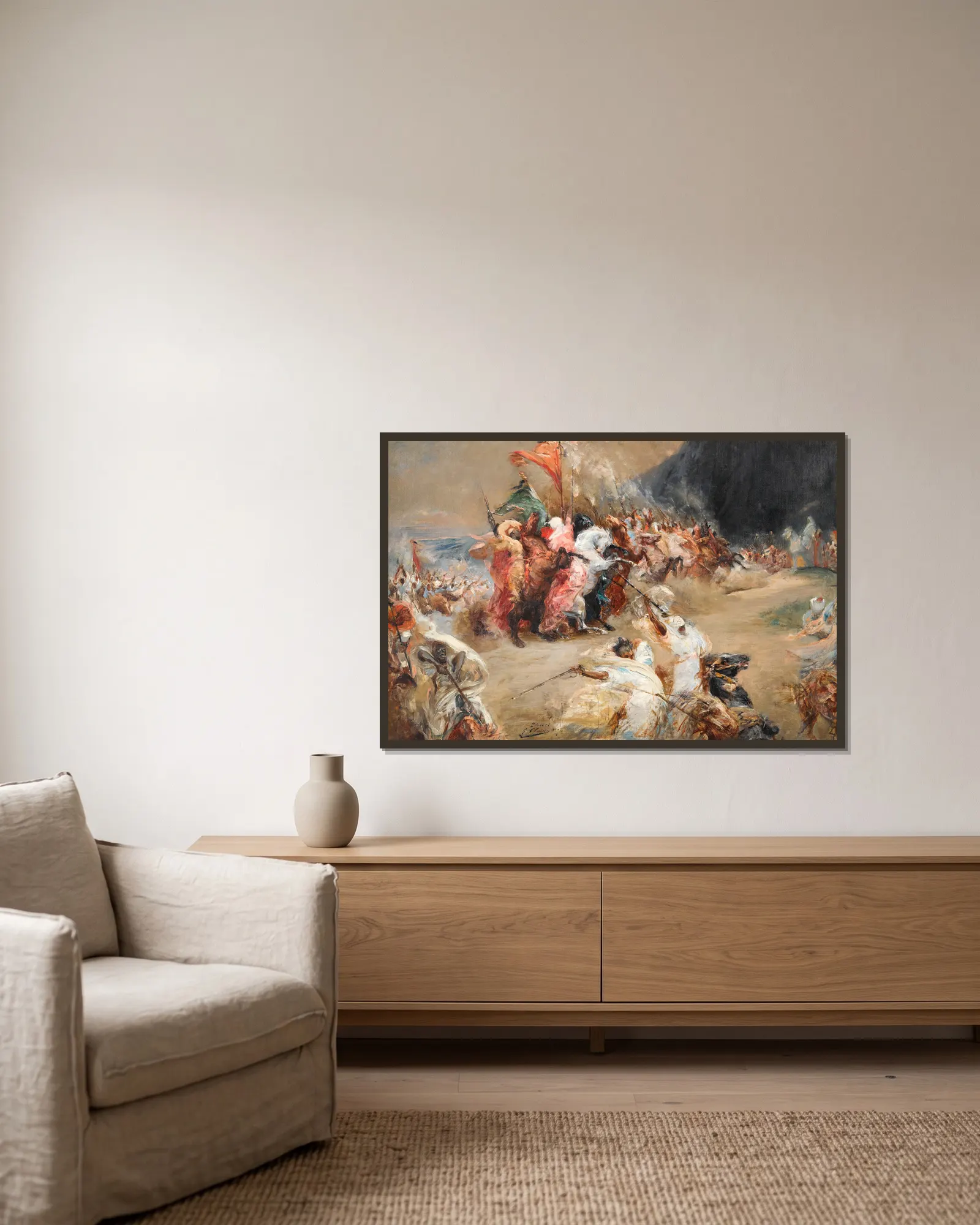 Fantasia av Georges Jules Victor Clairin inramad på en vägg