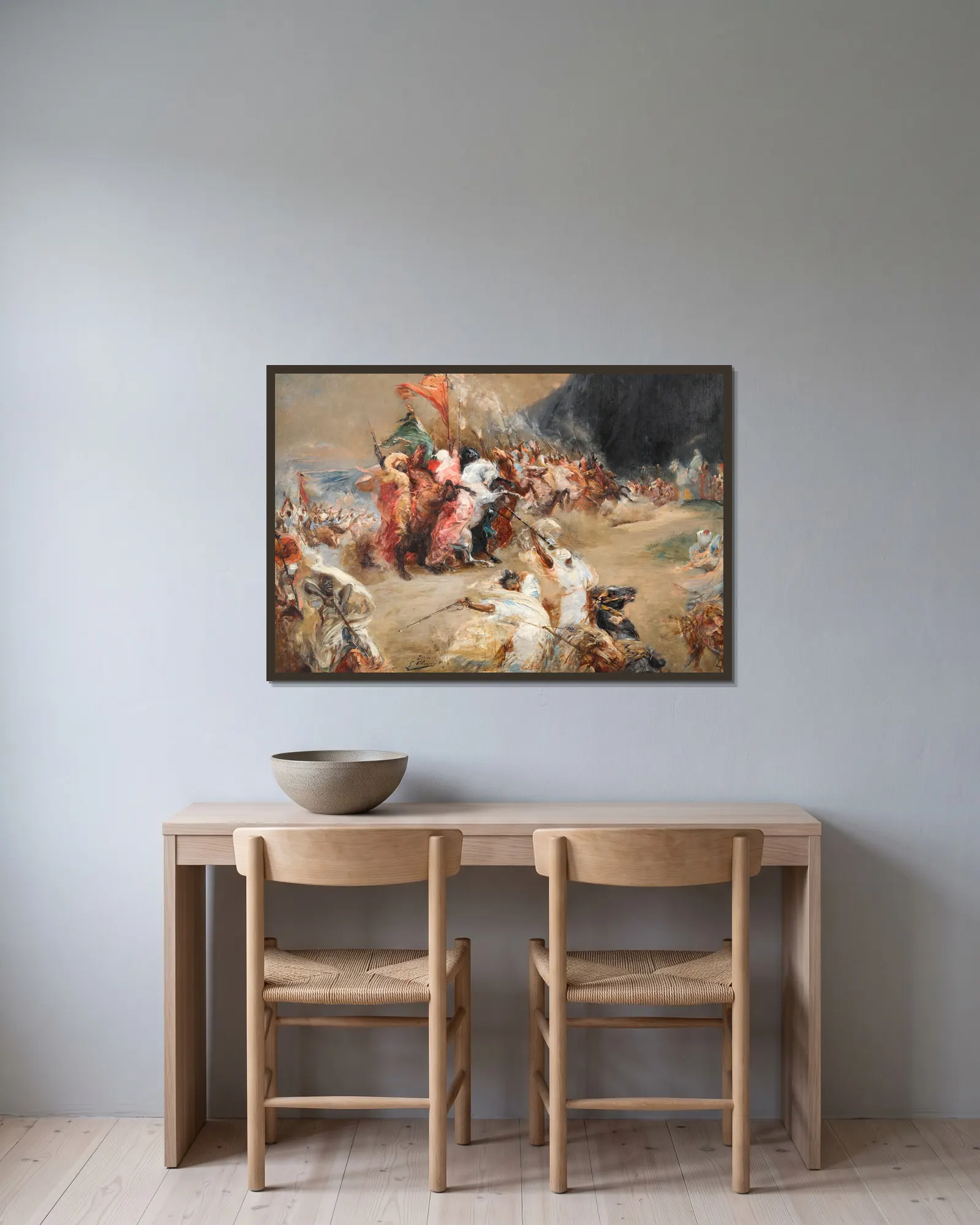 Fantasia av Georges Jules Victor Clairin inramad på en vägg
