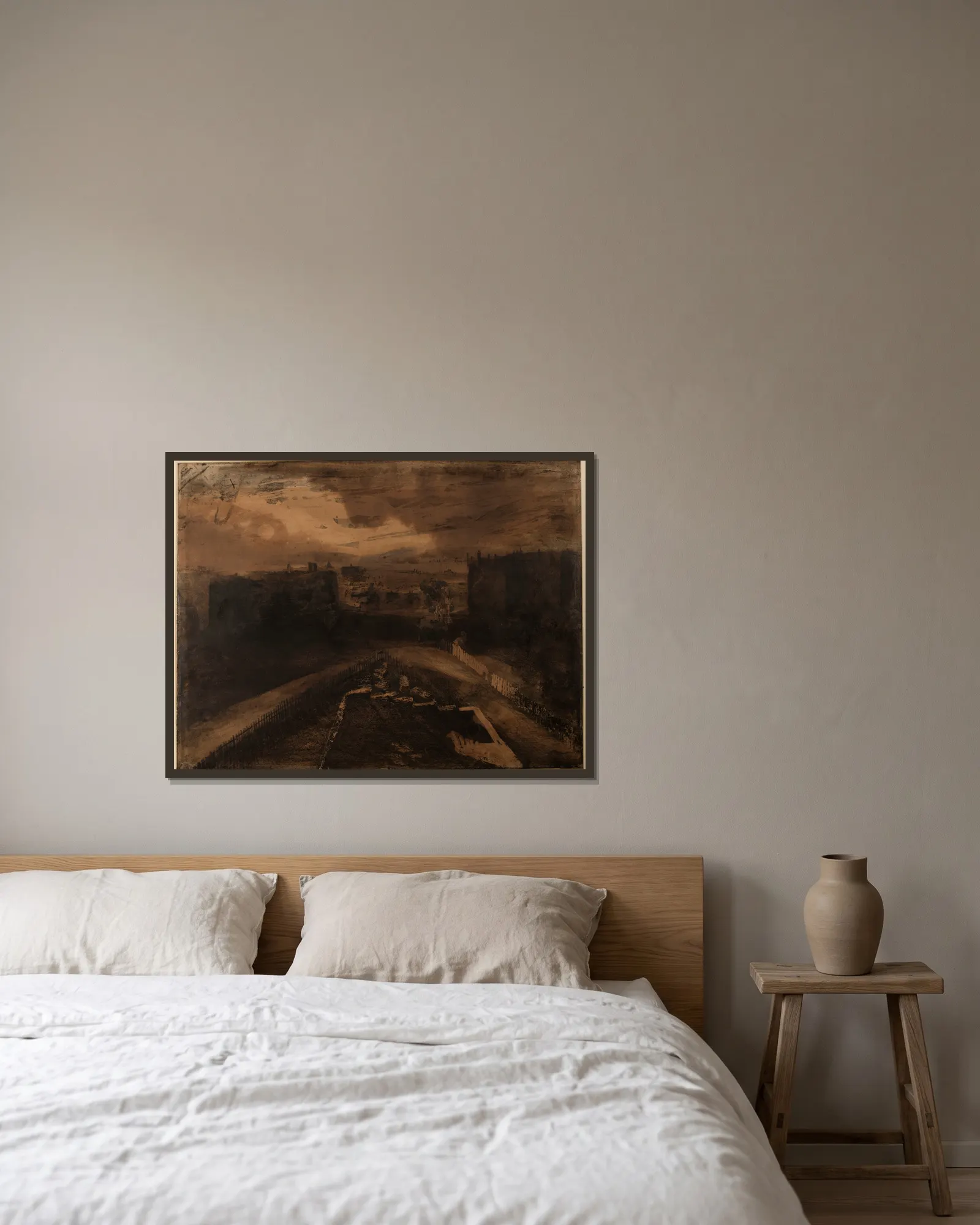 Vue de Paris av Victor Hugo inramad på en vägg
