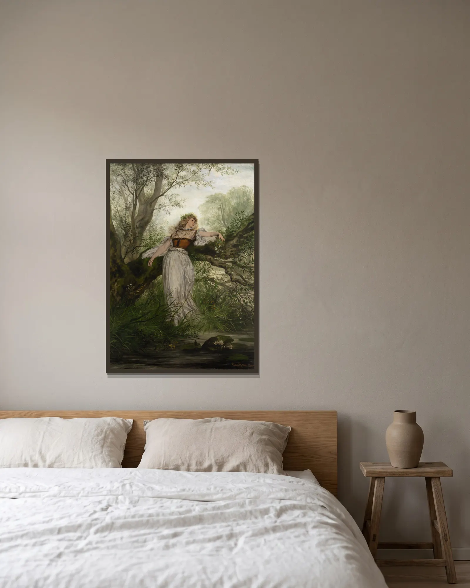 Ophelia av Victor Müller inramad på en vägg