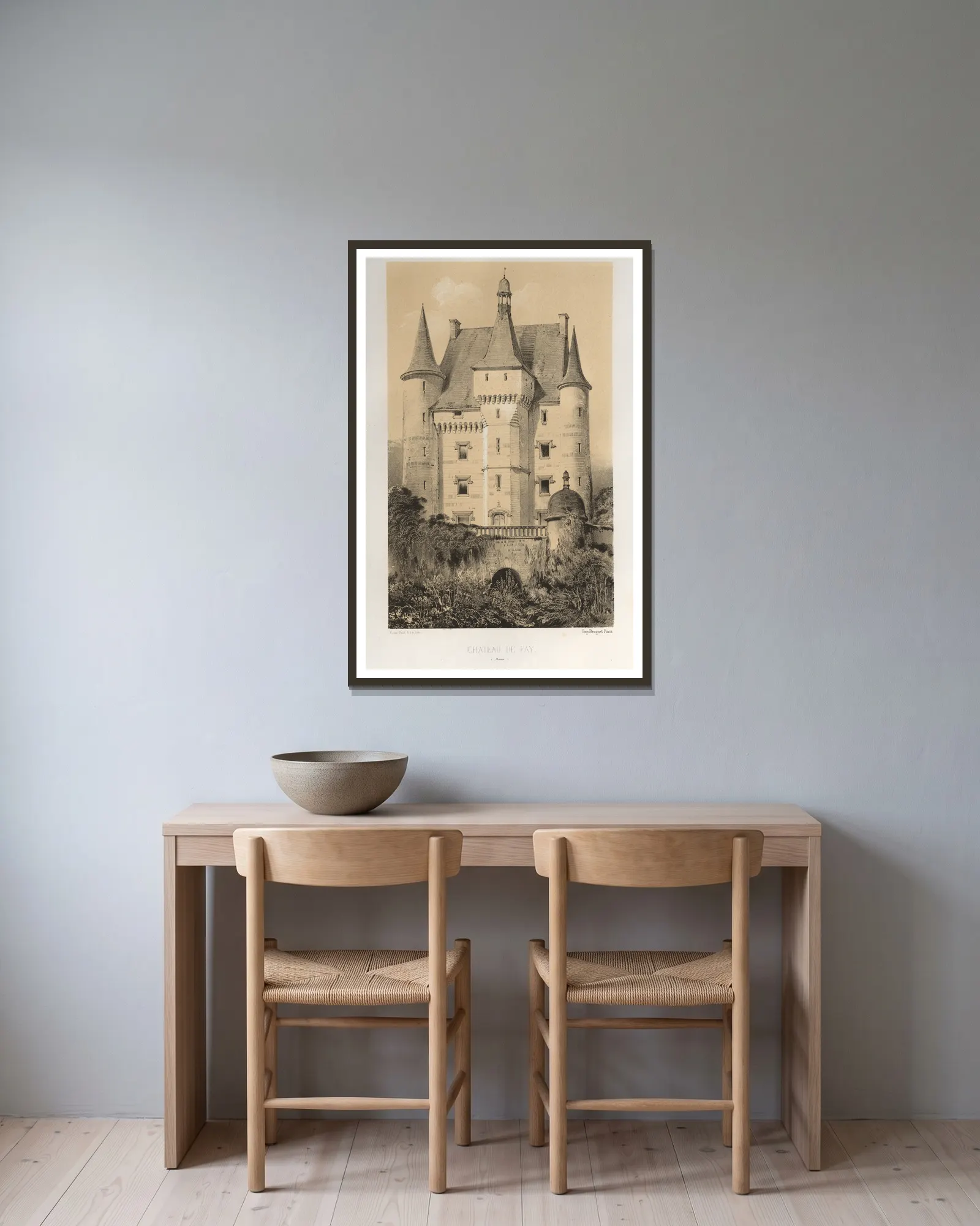 Château De Fay (Maine) av Victor Petit inramad på en vägg