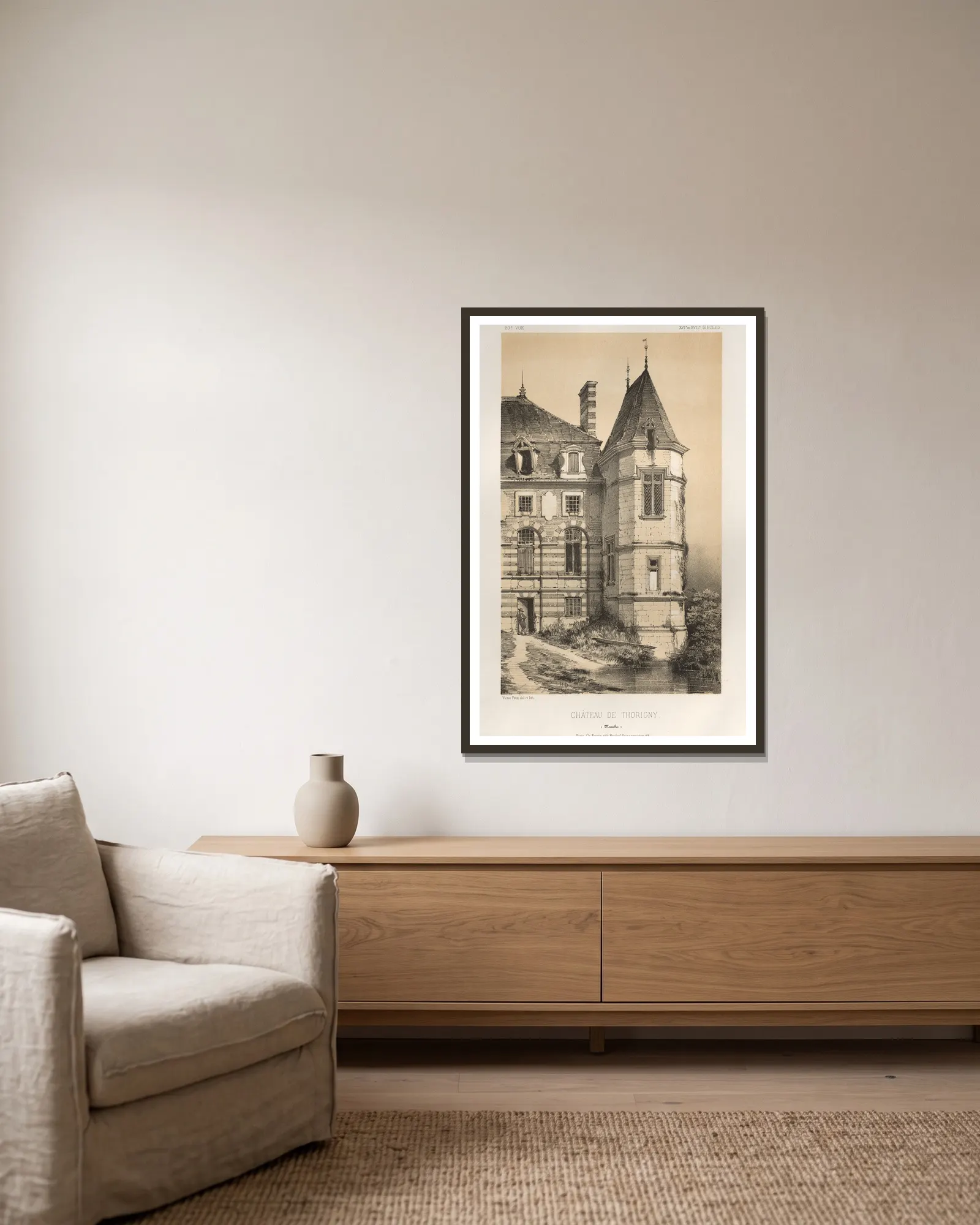 Chateau De Thorigny (Manche) av Victor Petit inramad på en vägg