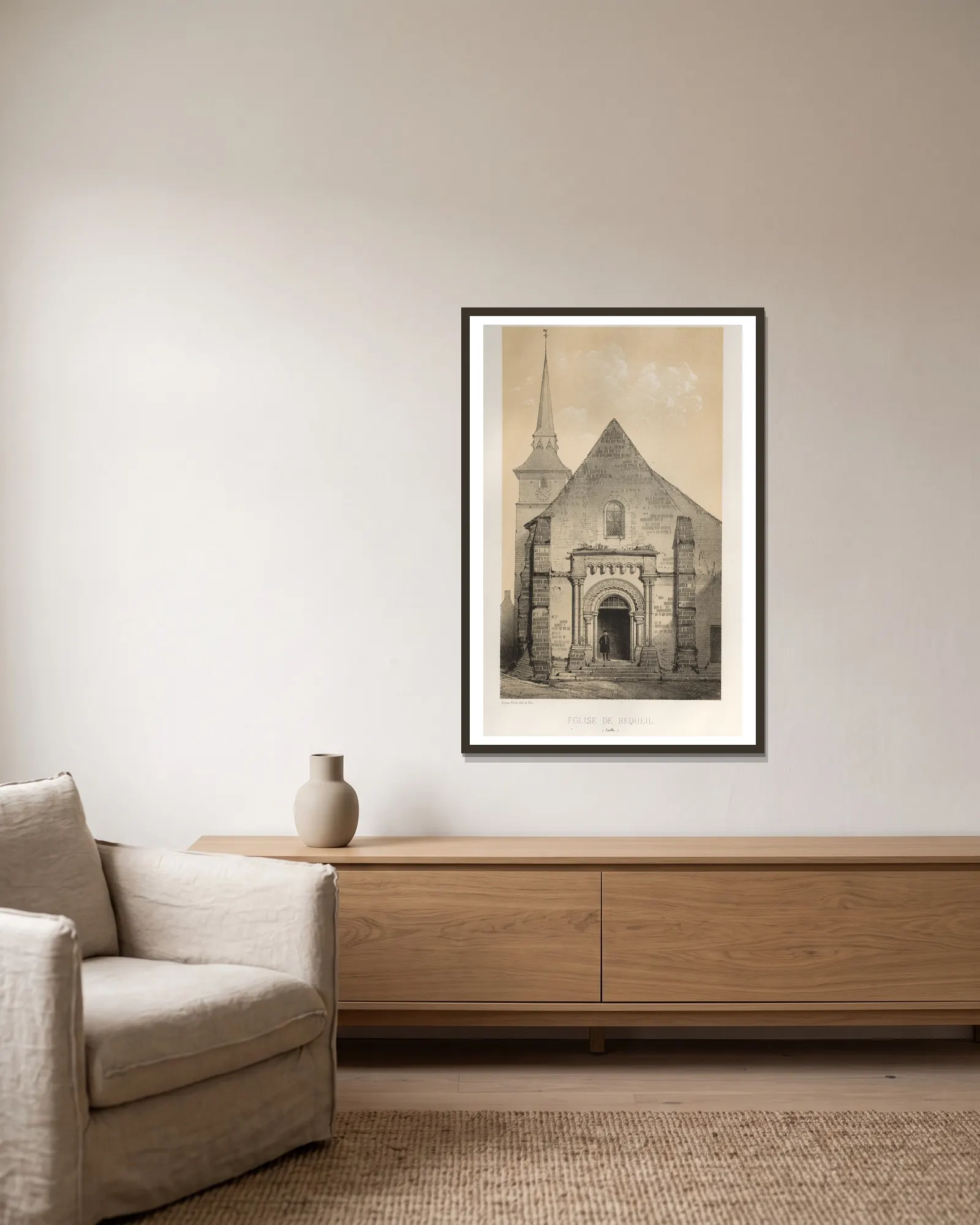 Église De Requeil (Sarthe) av Victor Petit inramad på en vägg