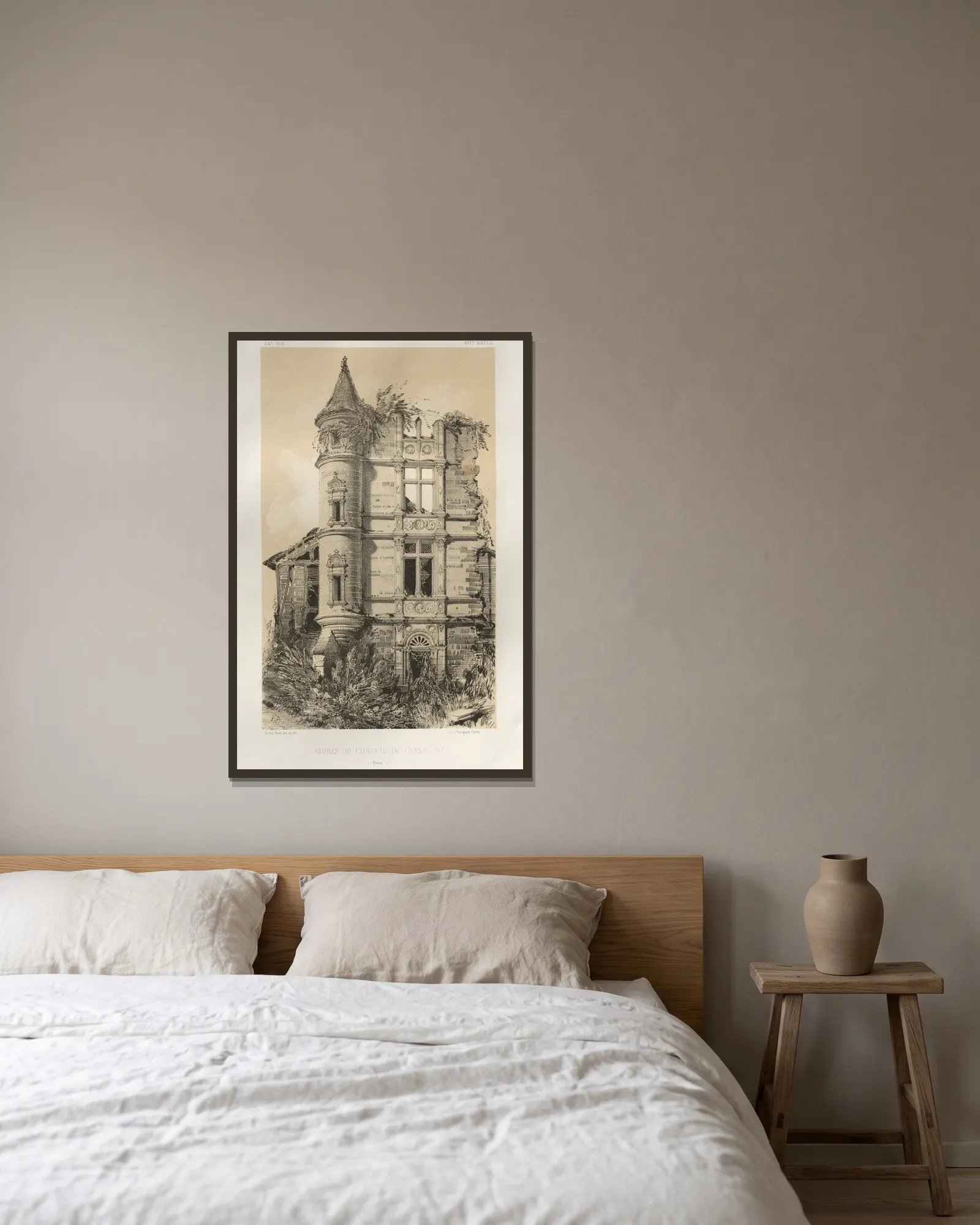 Ruines Du Chateau De Champlost (Yonne) av Victor Petit inramad på en vägg