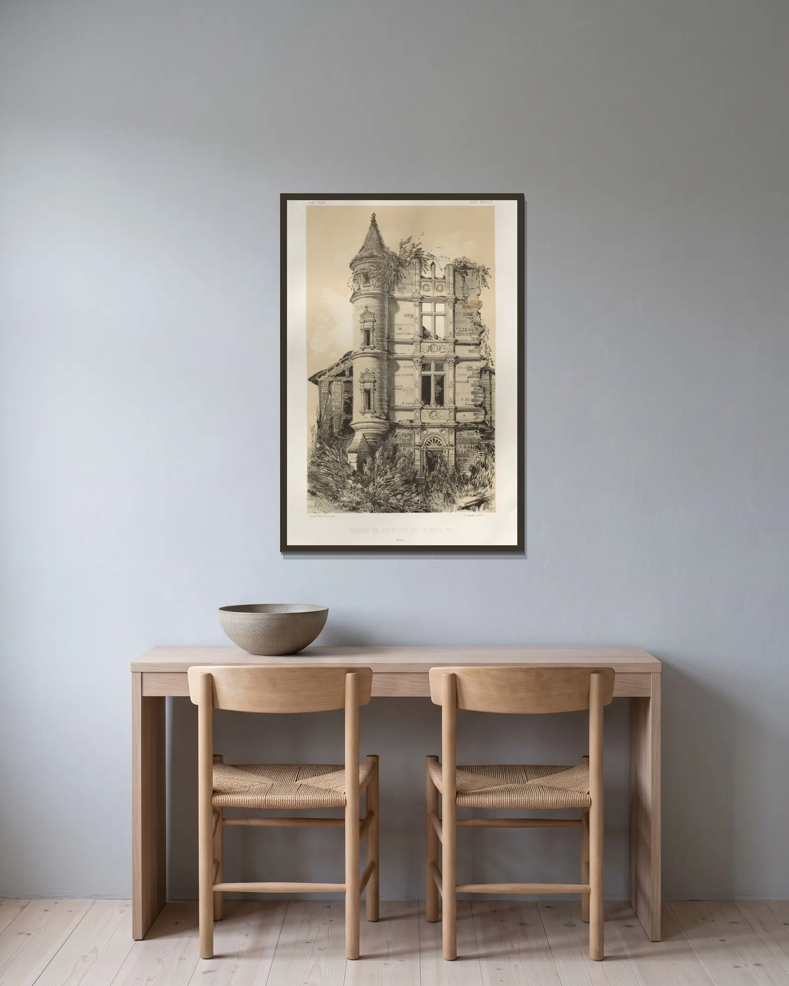 Ruines Du Chateau De Champlost (Yonne) av Victor Petit inramad på en vägg