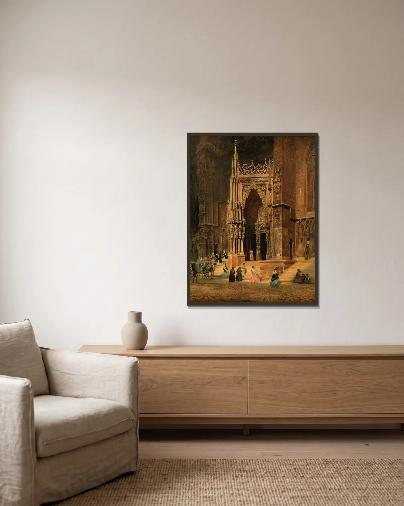 Der Regensburger Dom (Portal) av Rudolf von Alt inramad på en vägg