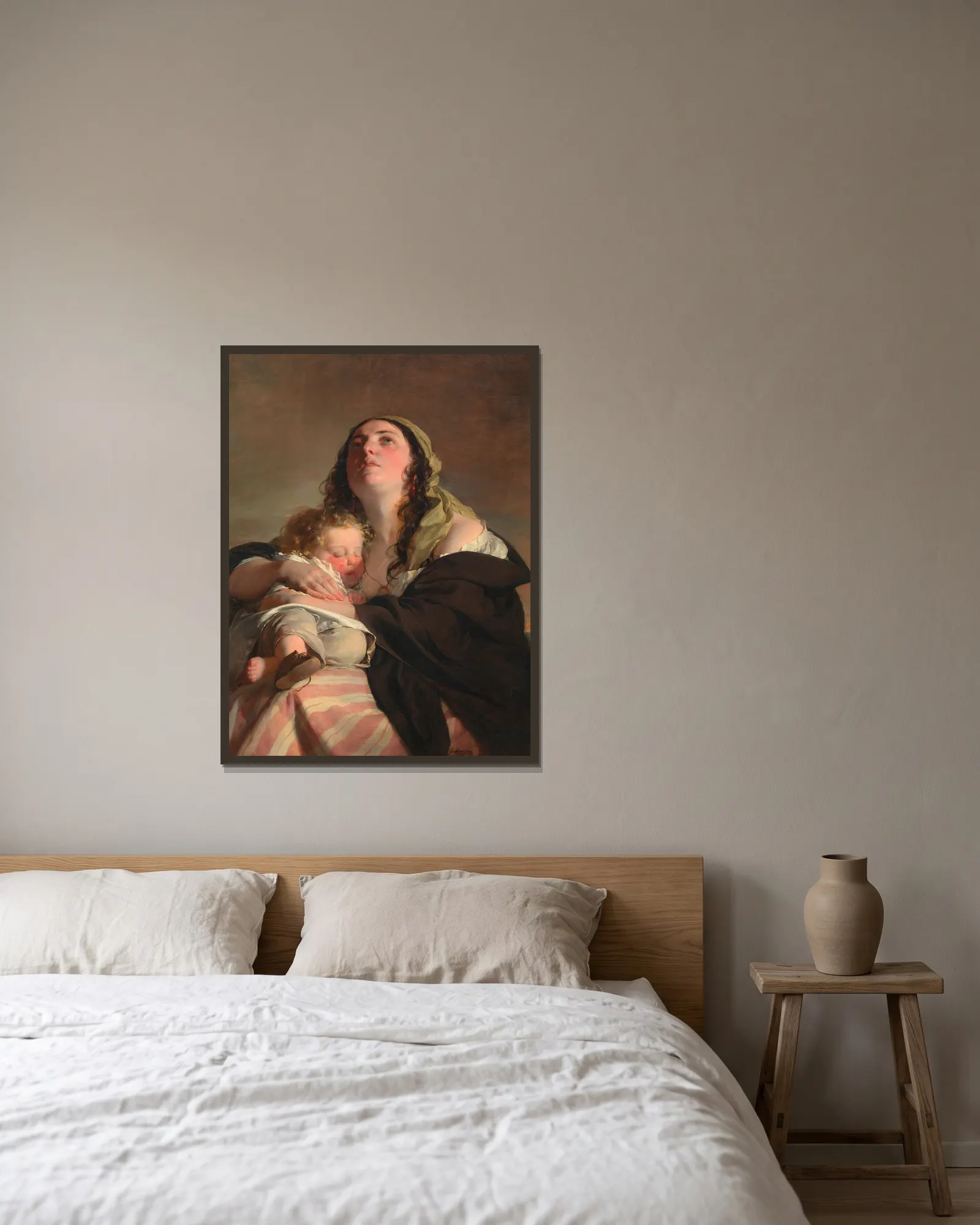 Die Witwe av Friedrich von Amerling inramad på en vägg