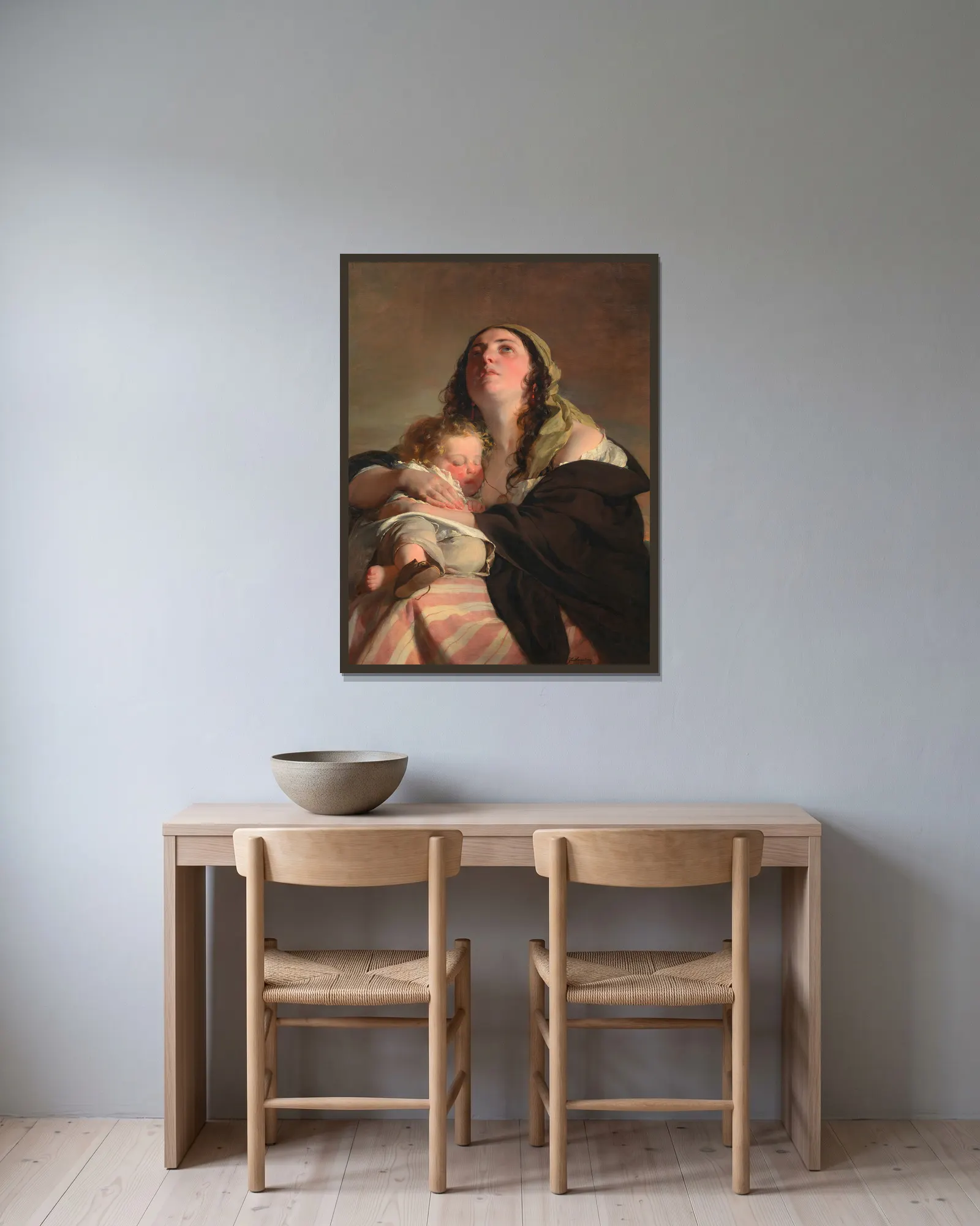 Die Witwe av Friedrich von Amerling inramad på en vägg