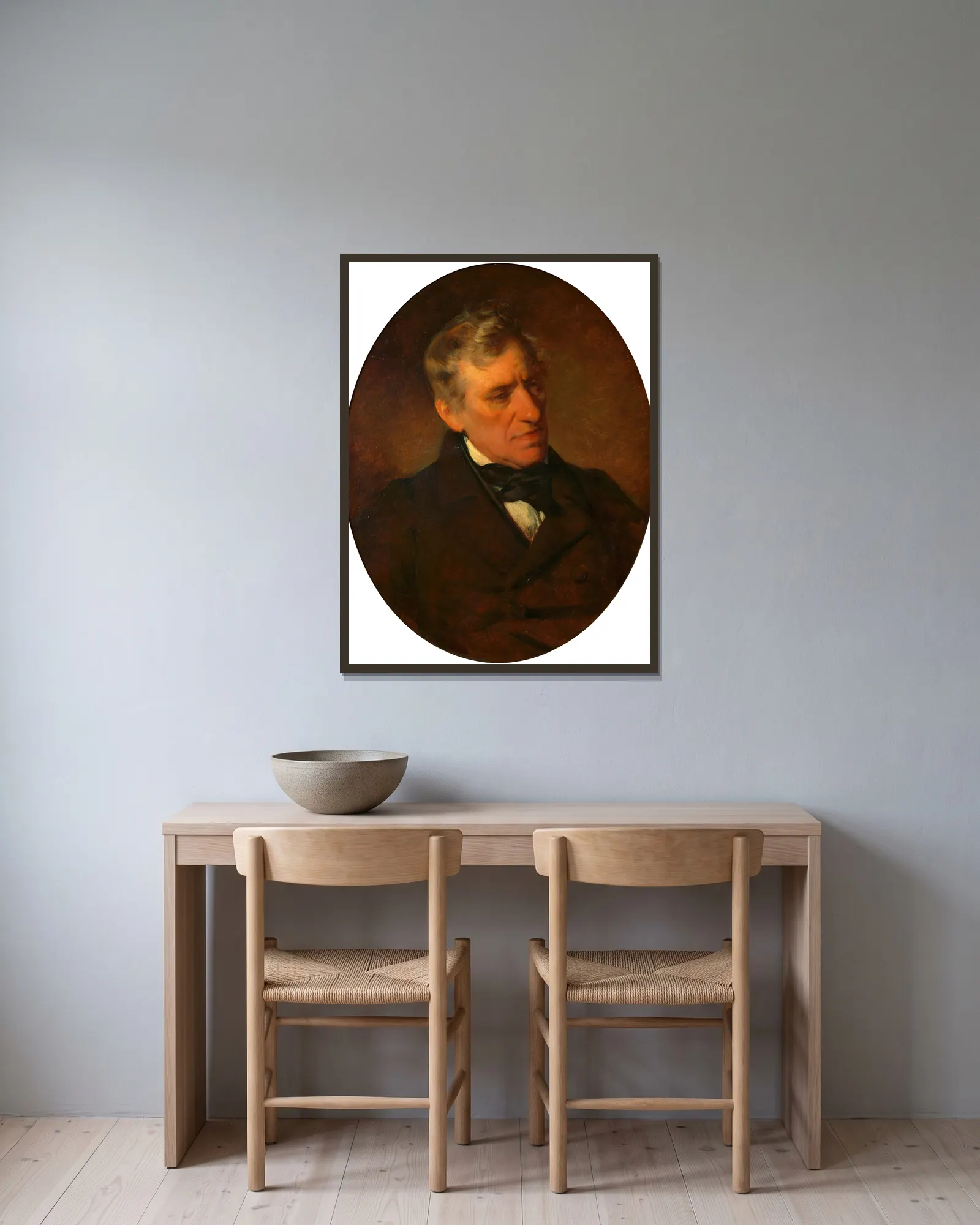 Franz Grillparzer av Friedrich von Amerling inramad på en vägg