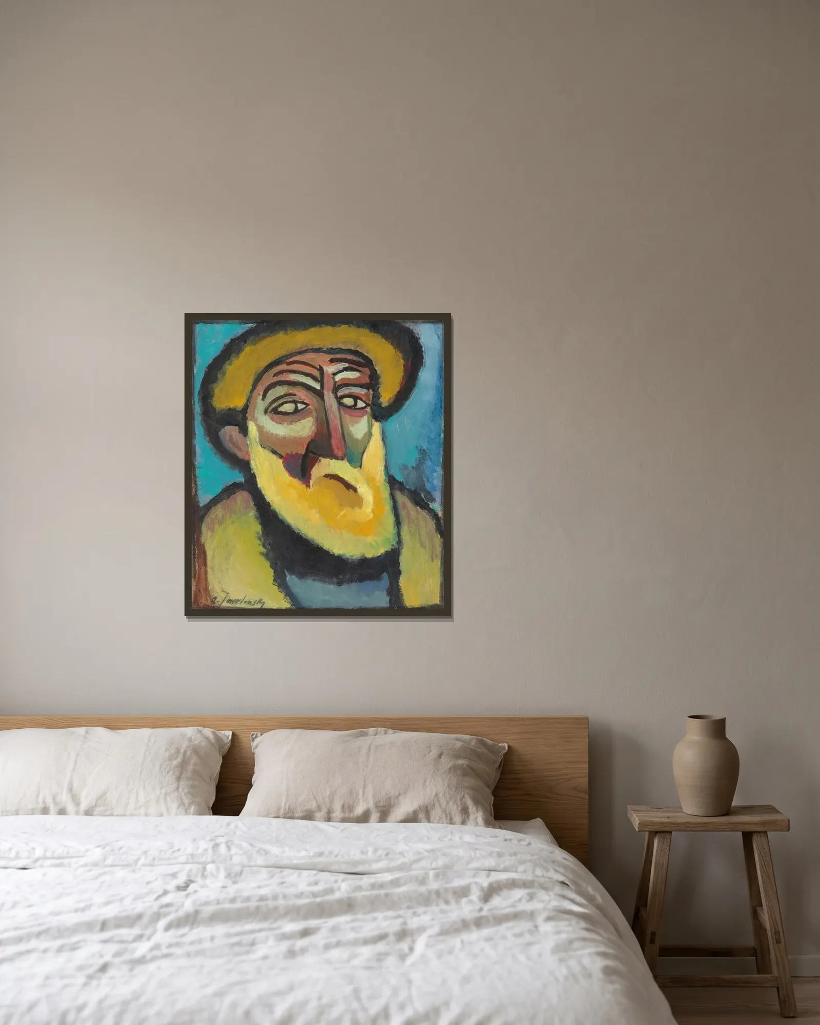 Bärtiger Alte av Alexej von Jawlensky inramad på en vägg