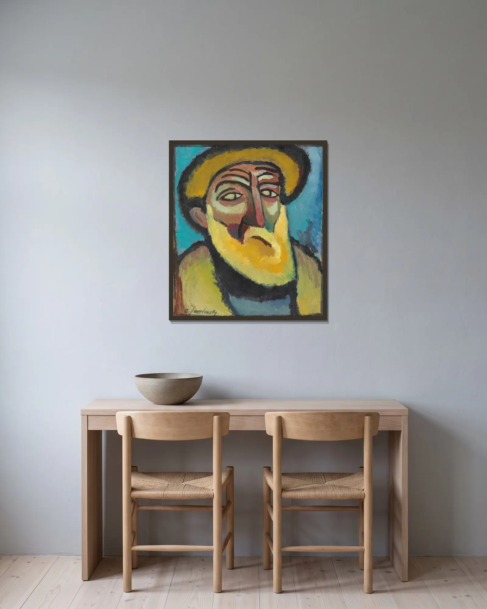 Bärtiger Alte av Alexej von Jawlensky inramad på en vägg