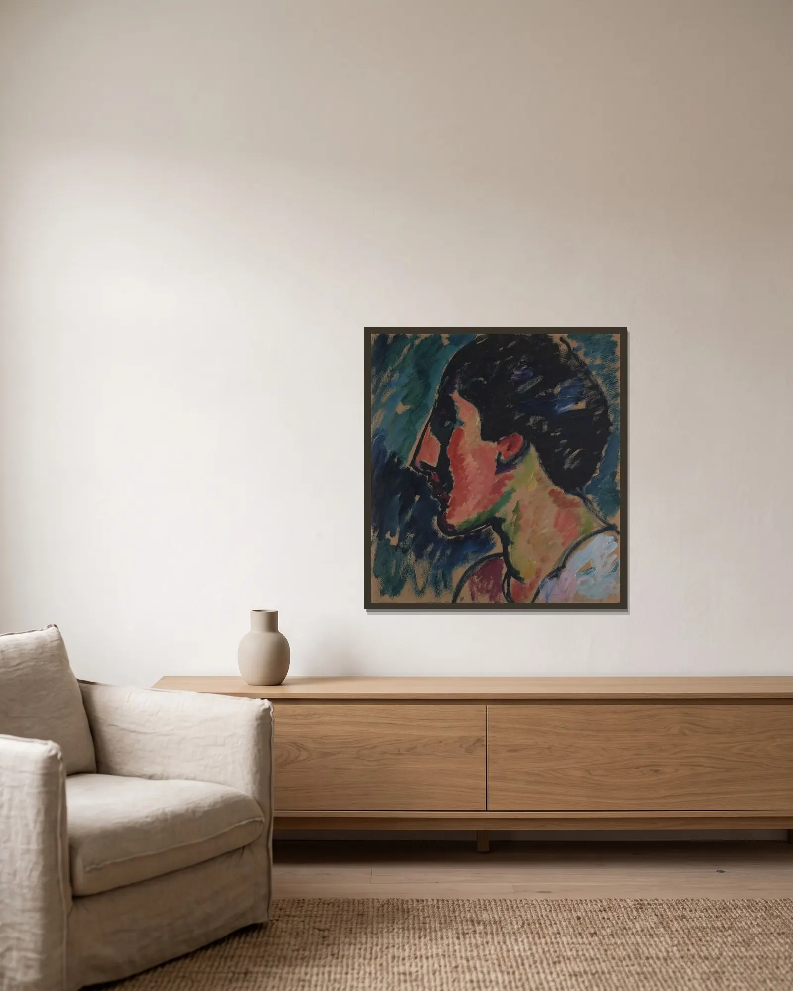 Head av Alexej von Jawlensky inramad på en vägg
