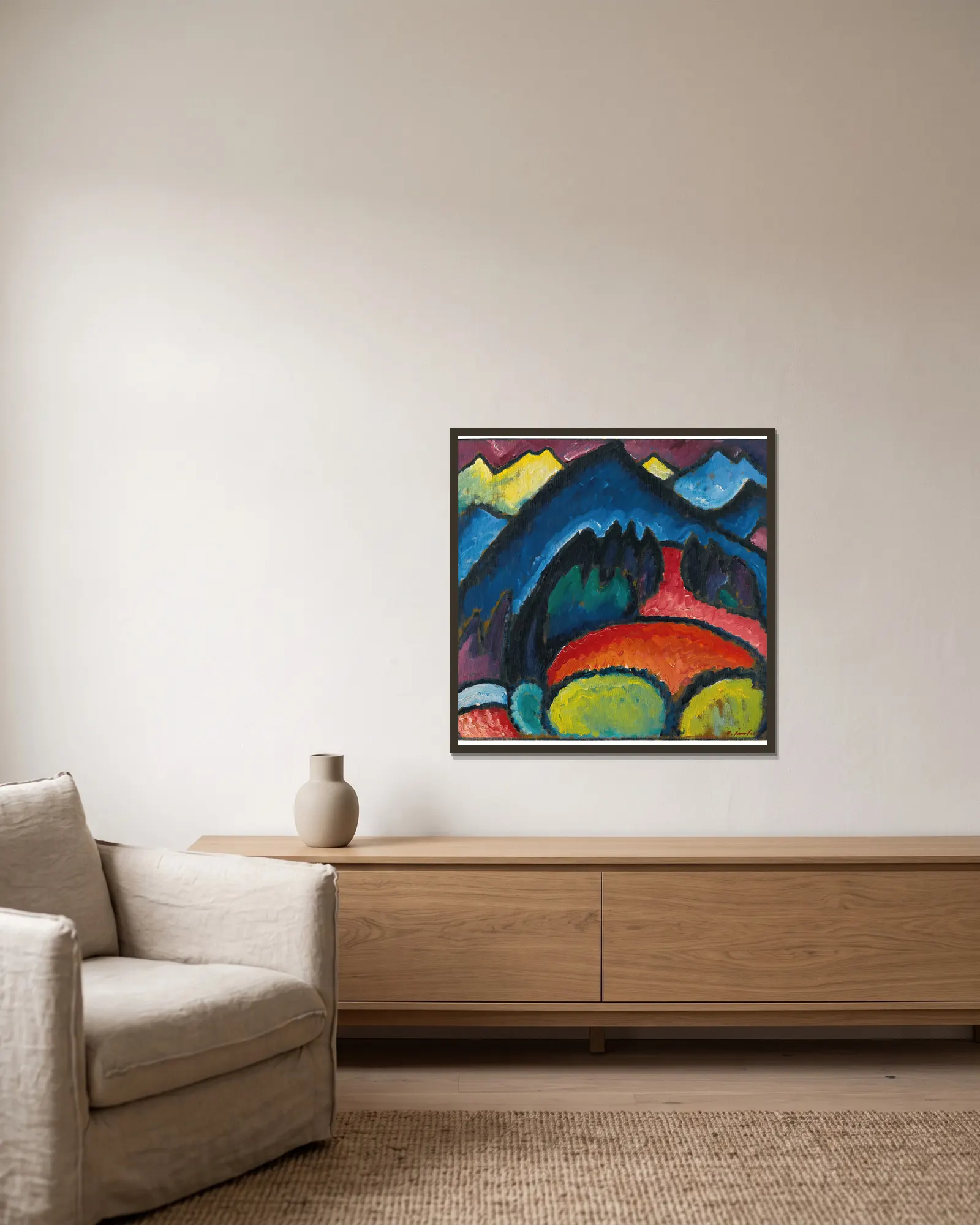 Oberstdorf (Mountains) av Alexej von Jawlensky inramad på en vägg