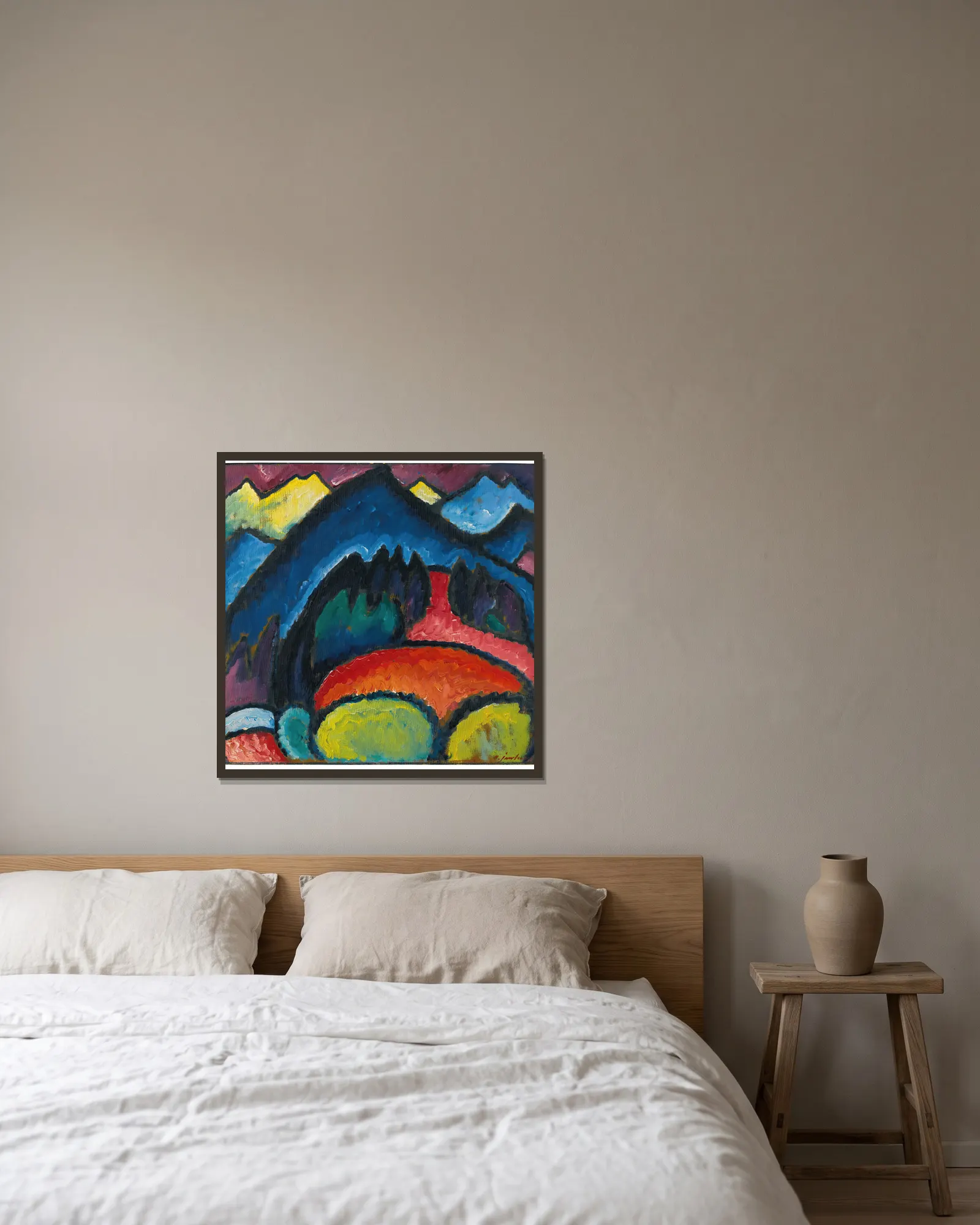 Oberstdorf (Mountains) av Alexej von Jawlensky inramad på en vägg