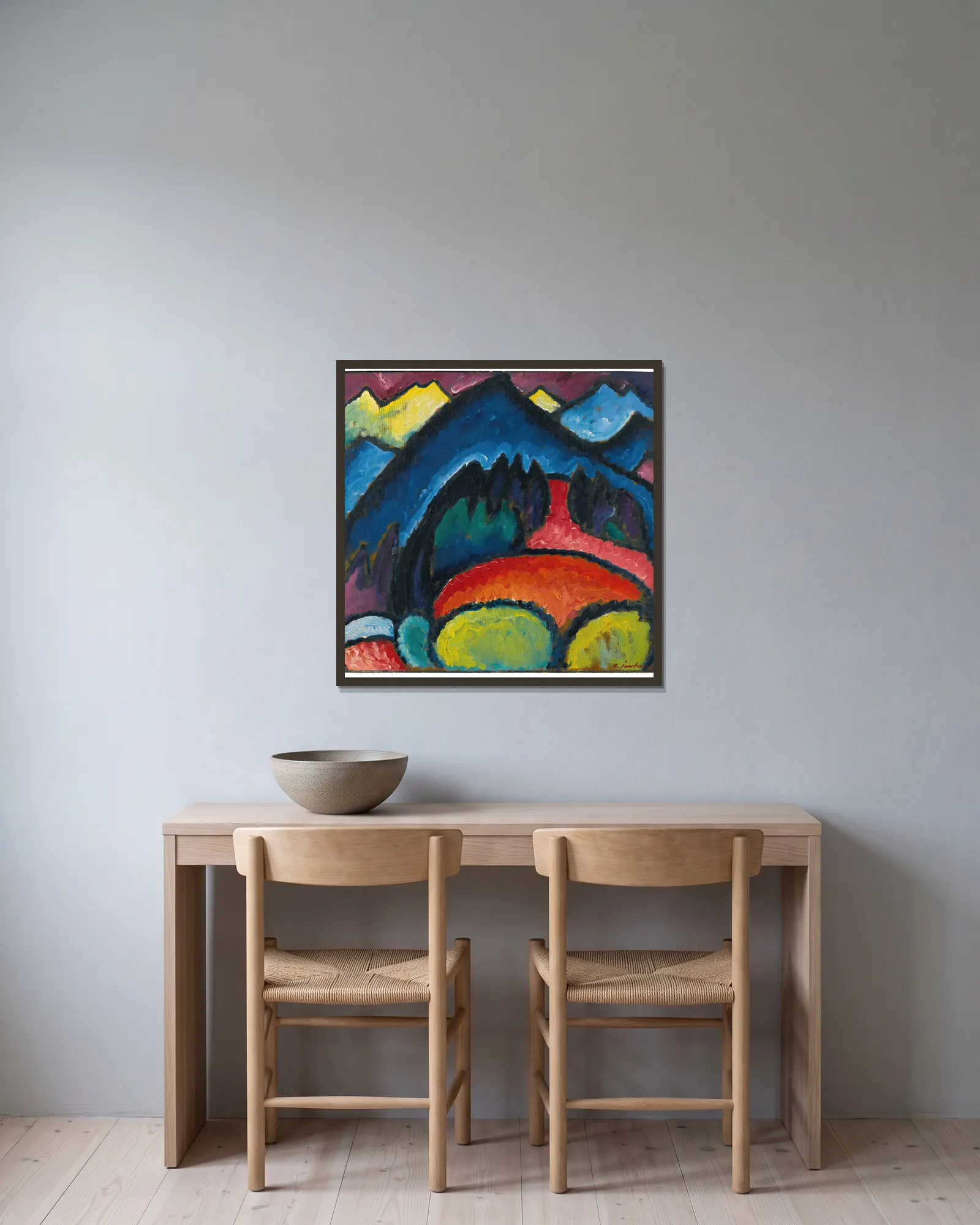 Oberstdorf (Mountains) av Alexej von Jawlensky inramad på en vägg