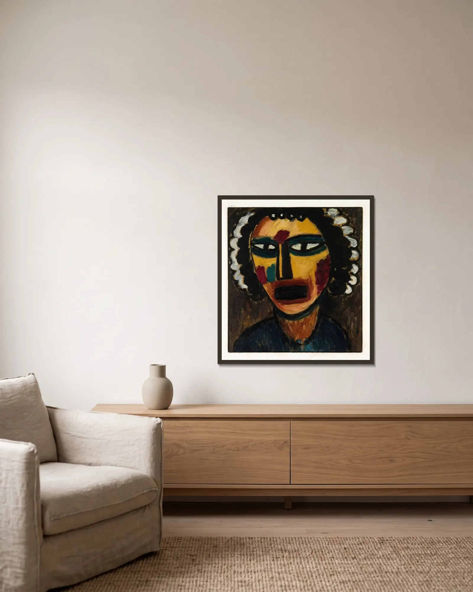 Prophet (Sibyl) av Alexej von Jawlensky inramad på en vägg