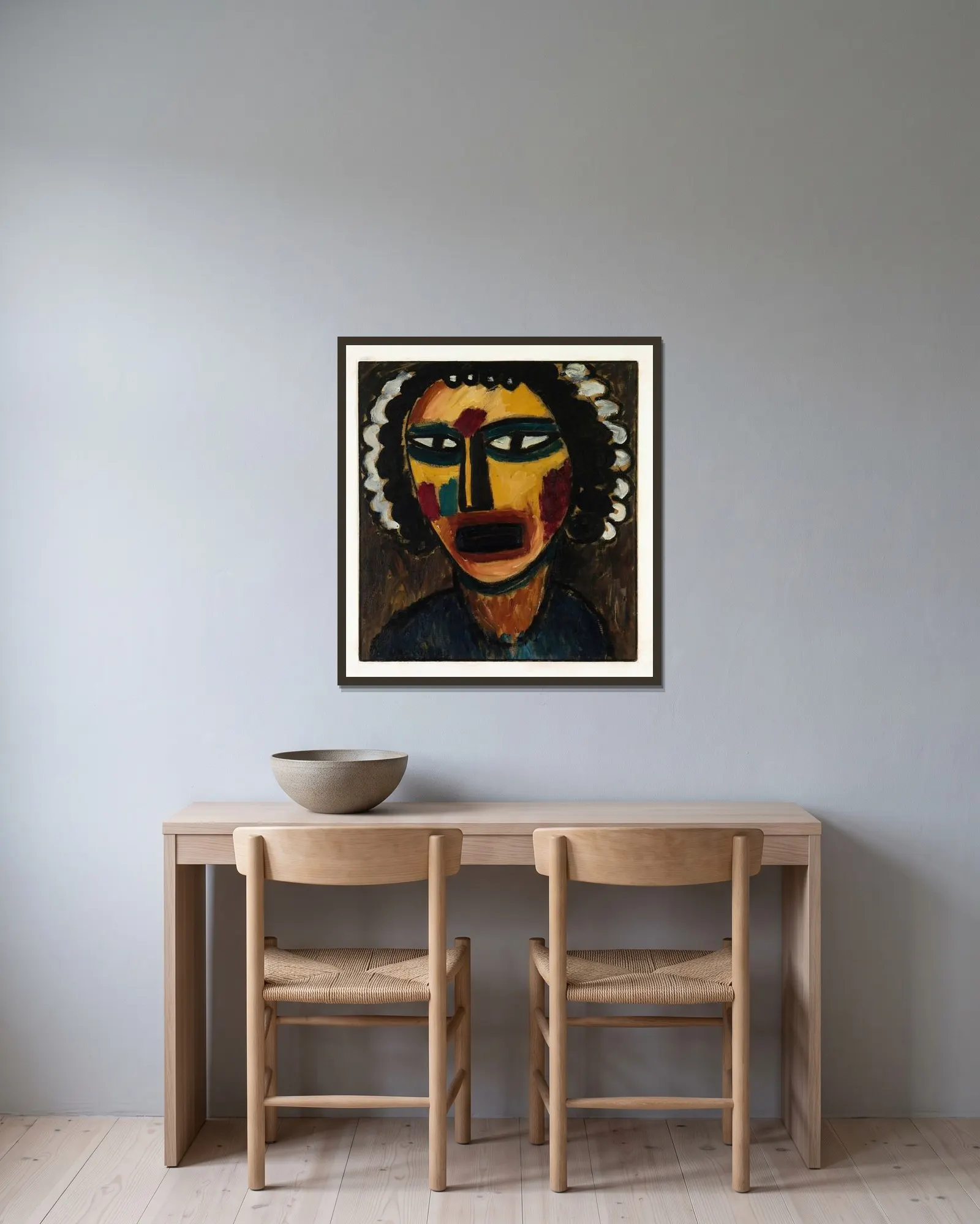 Prophet (Sibyl) av Alexej von Jawlensky inramad på en vägg