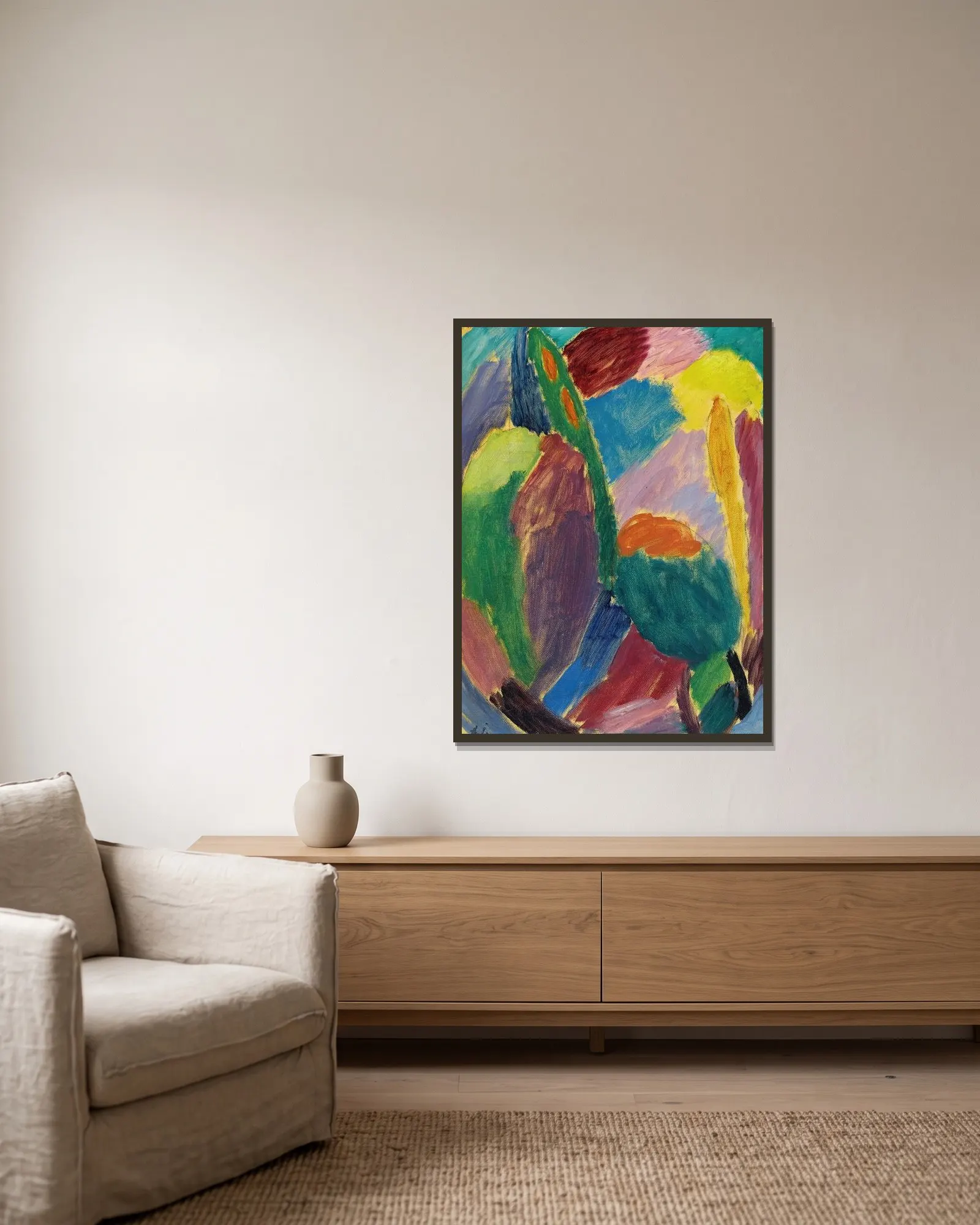 Variation av Alexej von Jawlensky inramad på en vägg