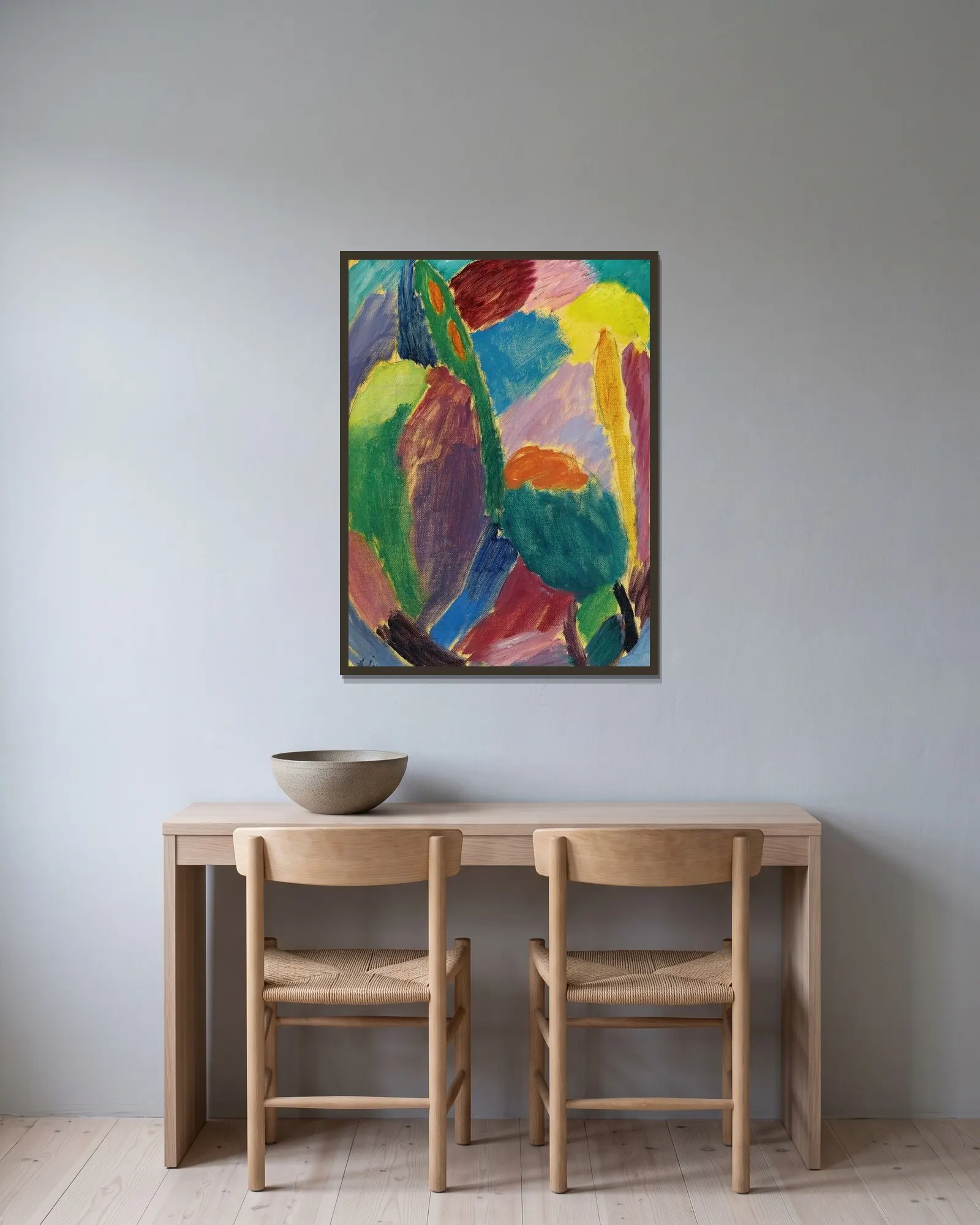 Variation av Alexej von Jawlensky inramad på en vägg