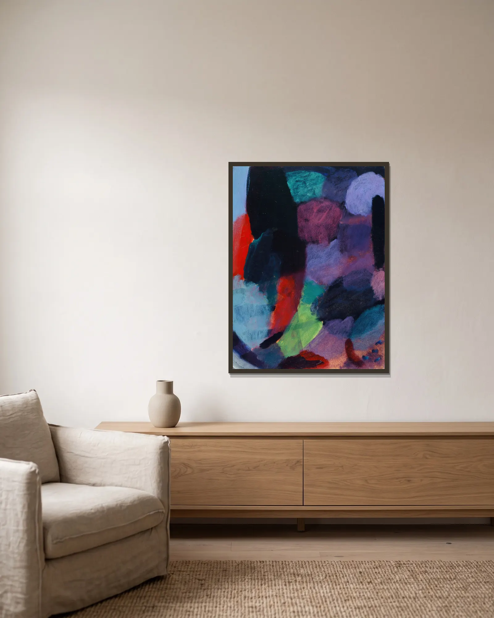 Variation,Night av Alexej von Jawlensky inramad på en vägg