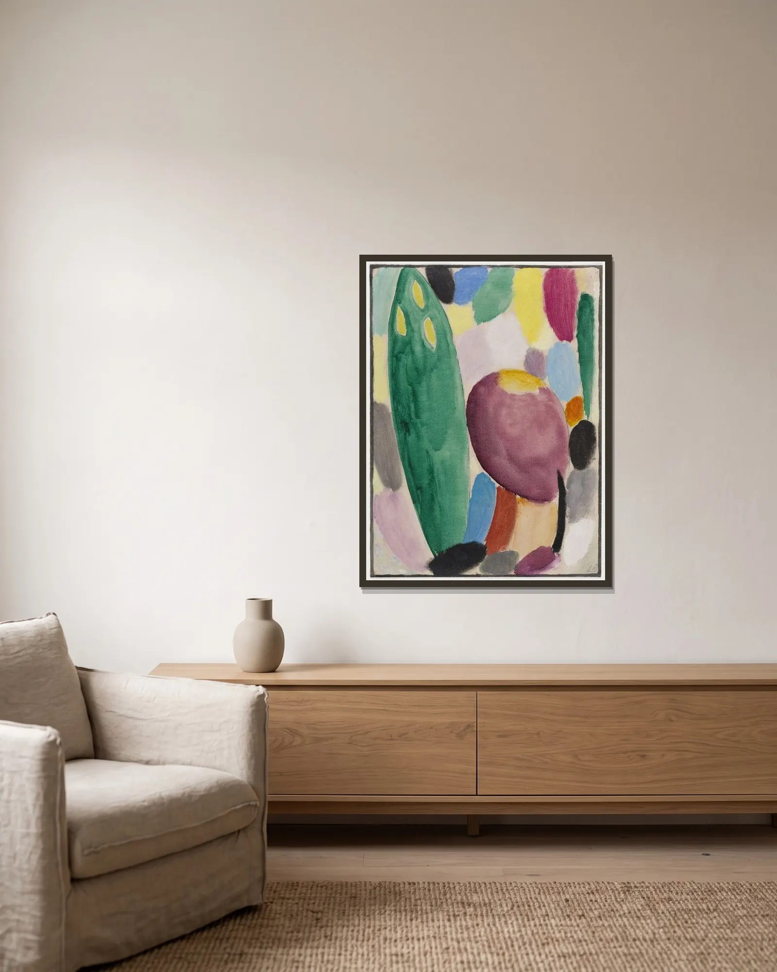Variation (Trees) av Alexej von Jawlensky inramad på en vägg