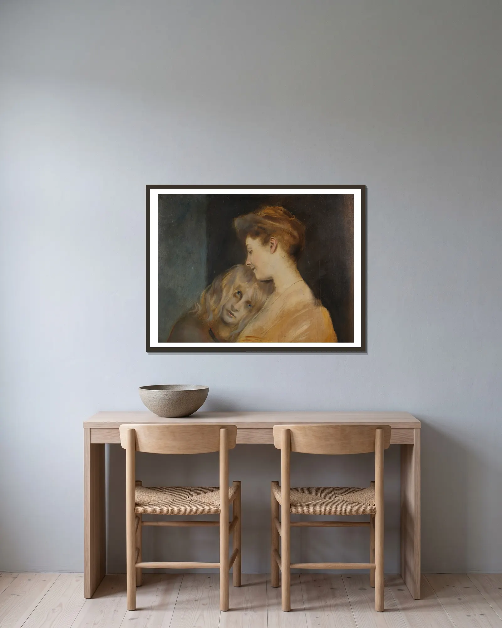 Lady Bateman mit Marion av Franz von Lenbach inramad på en vägg