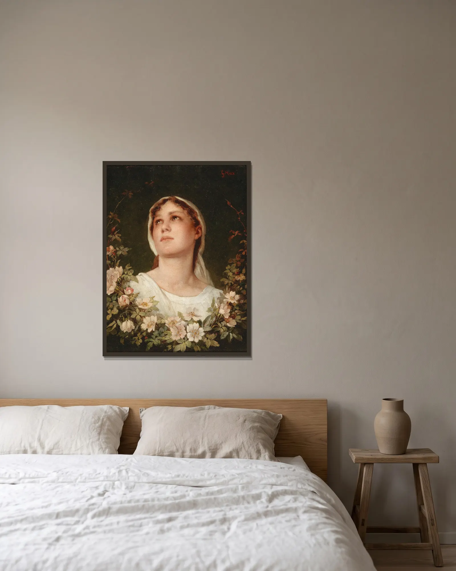 Daydreaming av Gabriel von Max inramad på en vägg