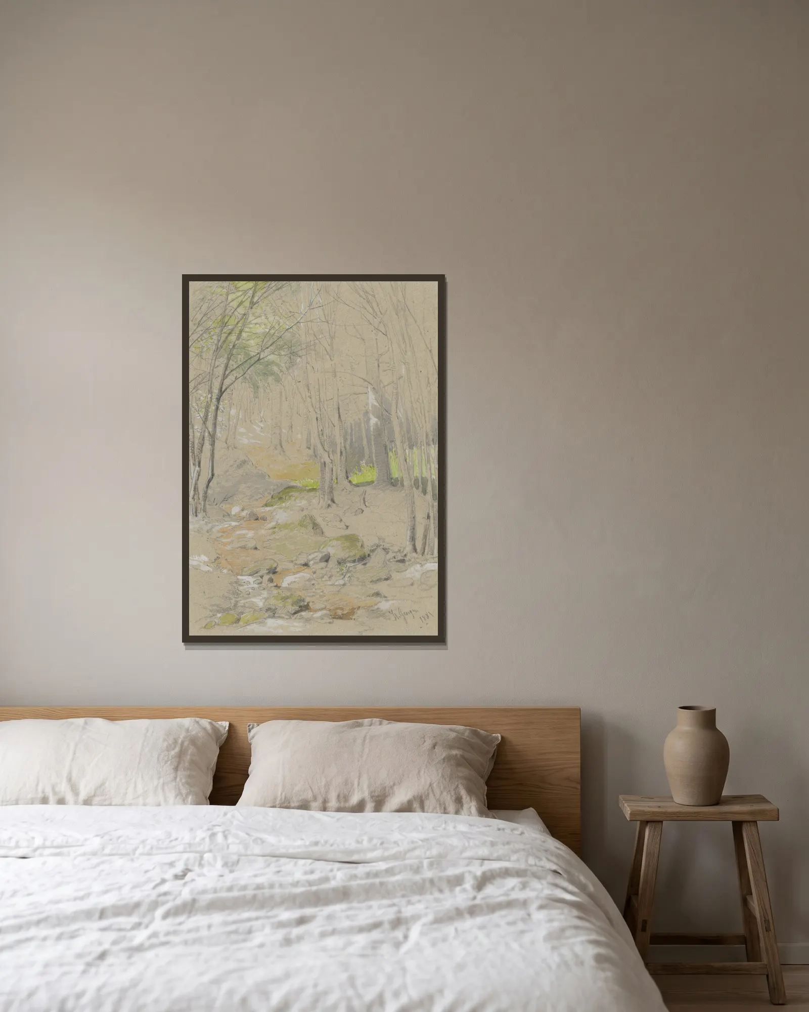 Forest Stream av Friedrich Carl von Scheidlin inramad på en vägg