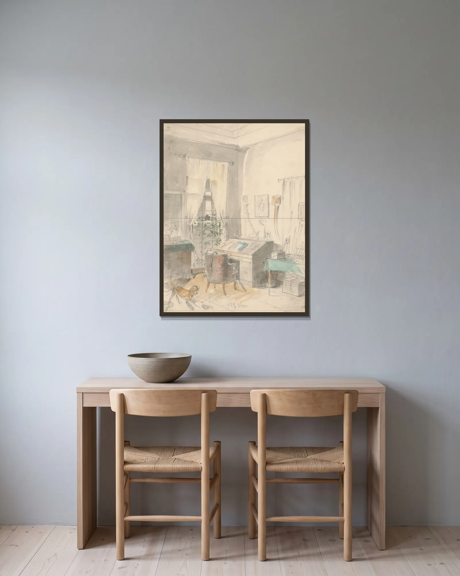Interior av Friedrich Carl von Scheidlin inramad på en vägg