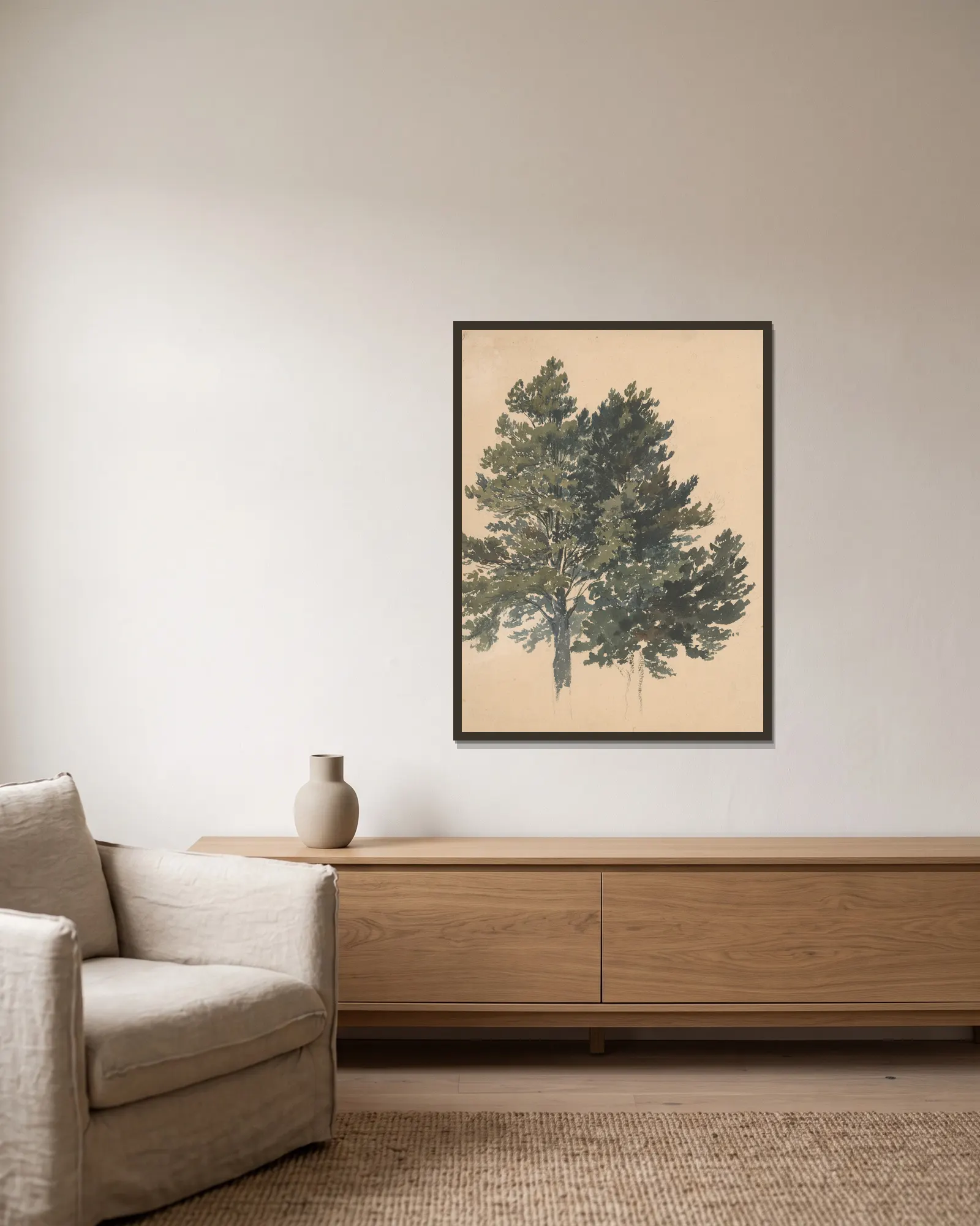 Study of a Treetop av Friedrich Carl von Scheidlin inramad på en vägg