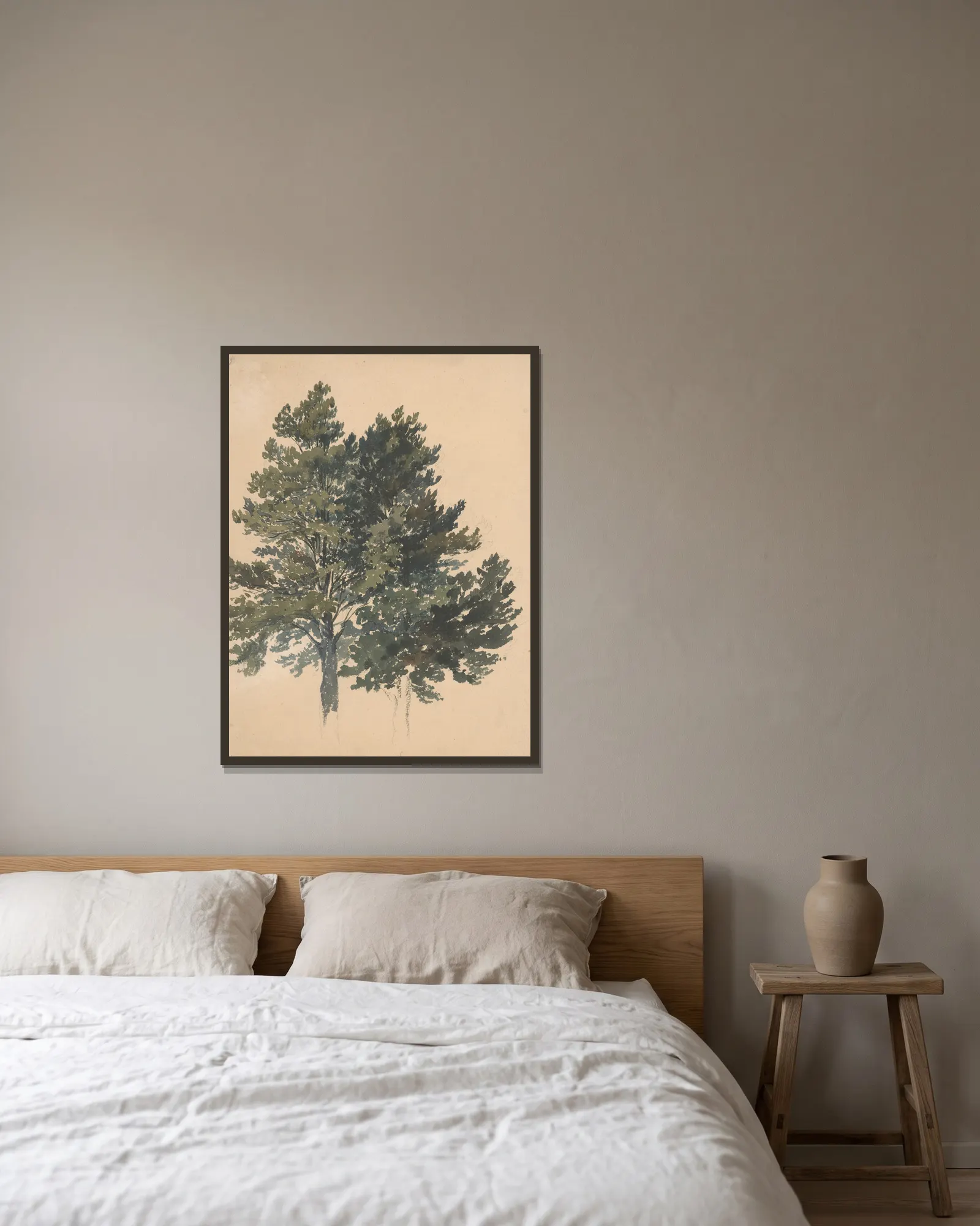 Study of a Treetop av Friedrich Carl von Scheidlin inramad på en vägg