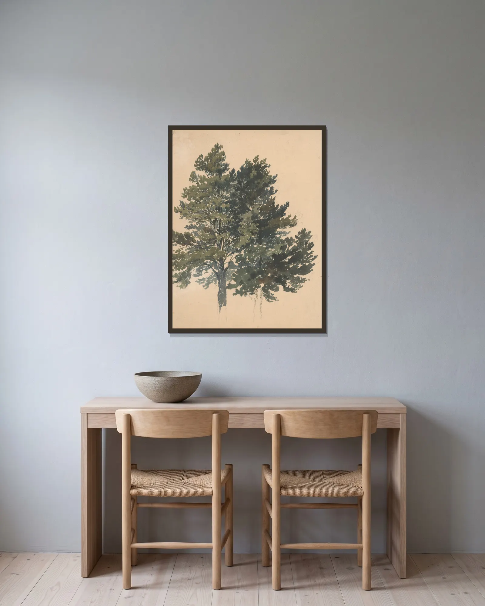 Study of a Treetop av Friedrich Carl von Scheidlin inramad på en vägg