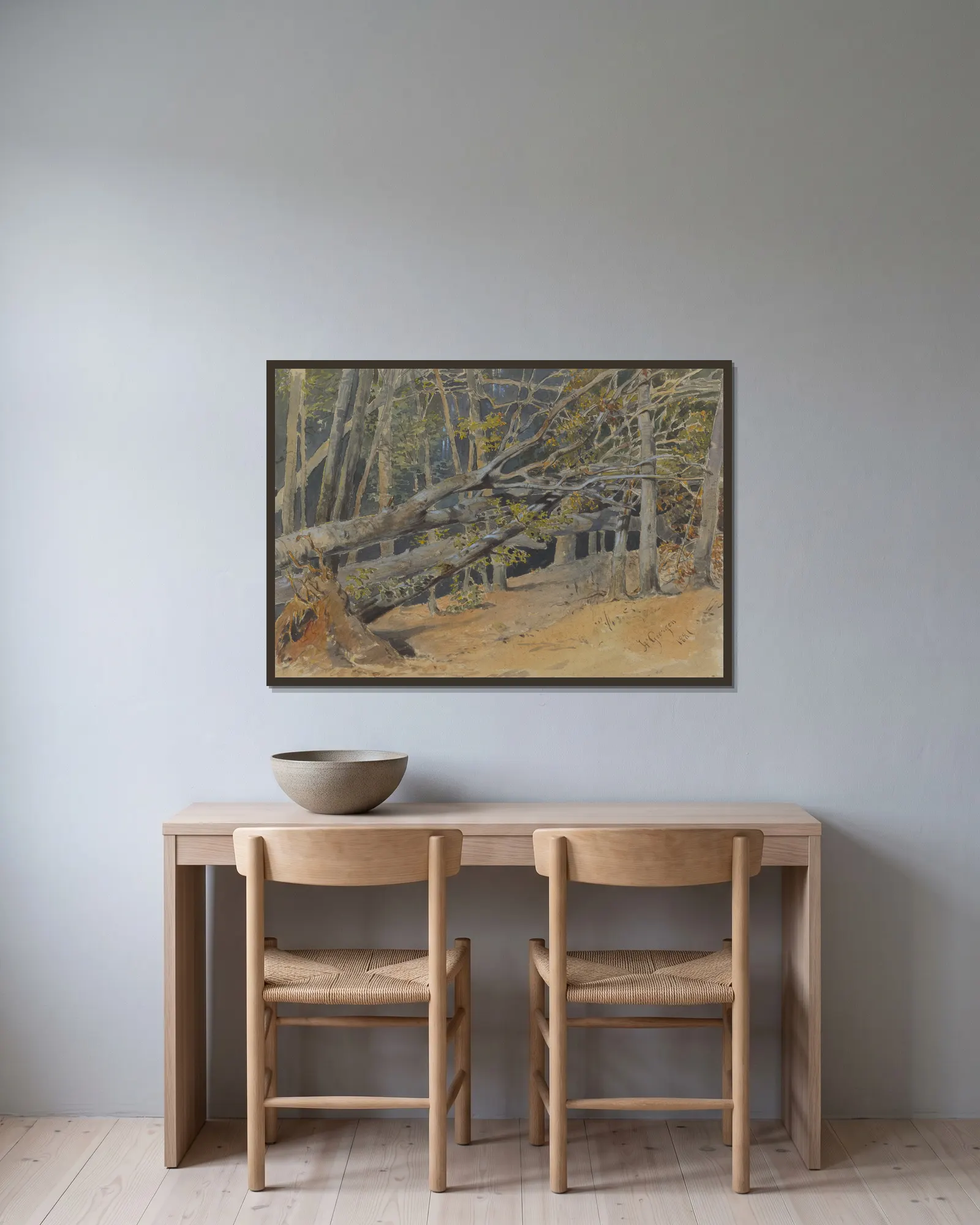 Study of Cut Down Trees av Friedrich Carl von Scheidlin inramad på en vägg