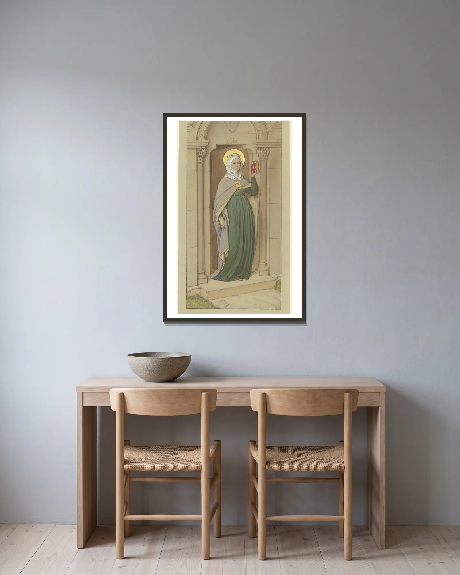 Saint Elisabeth av Eduard von Steinle inramad på en vägg