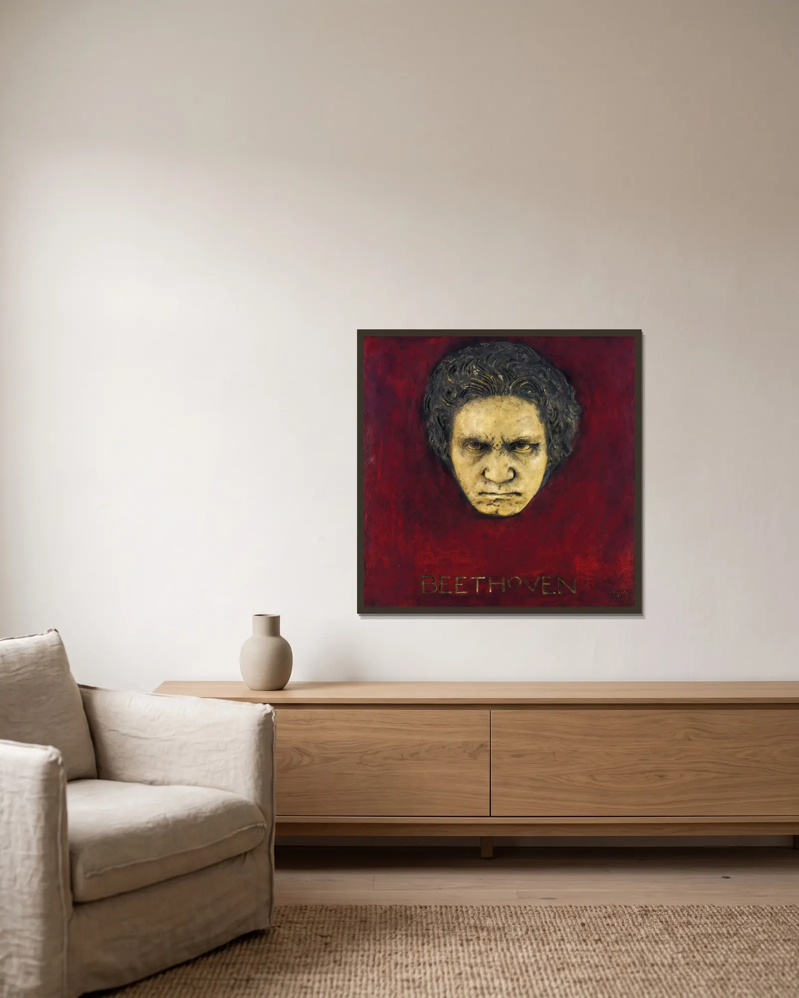 Beethoven av Franz von Stuck inramad på en vägg