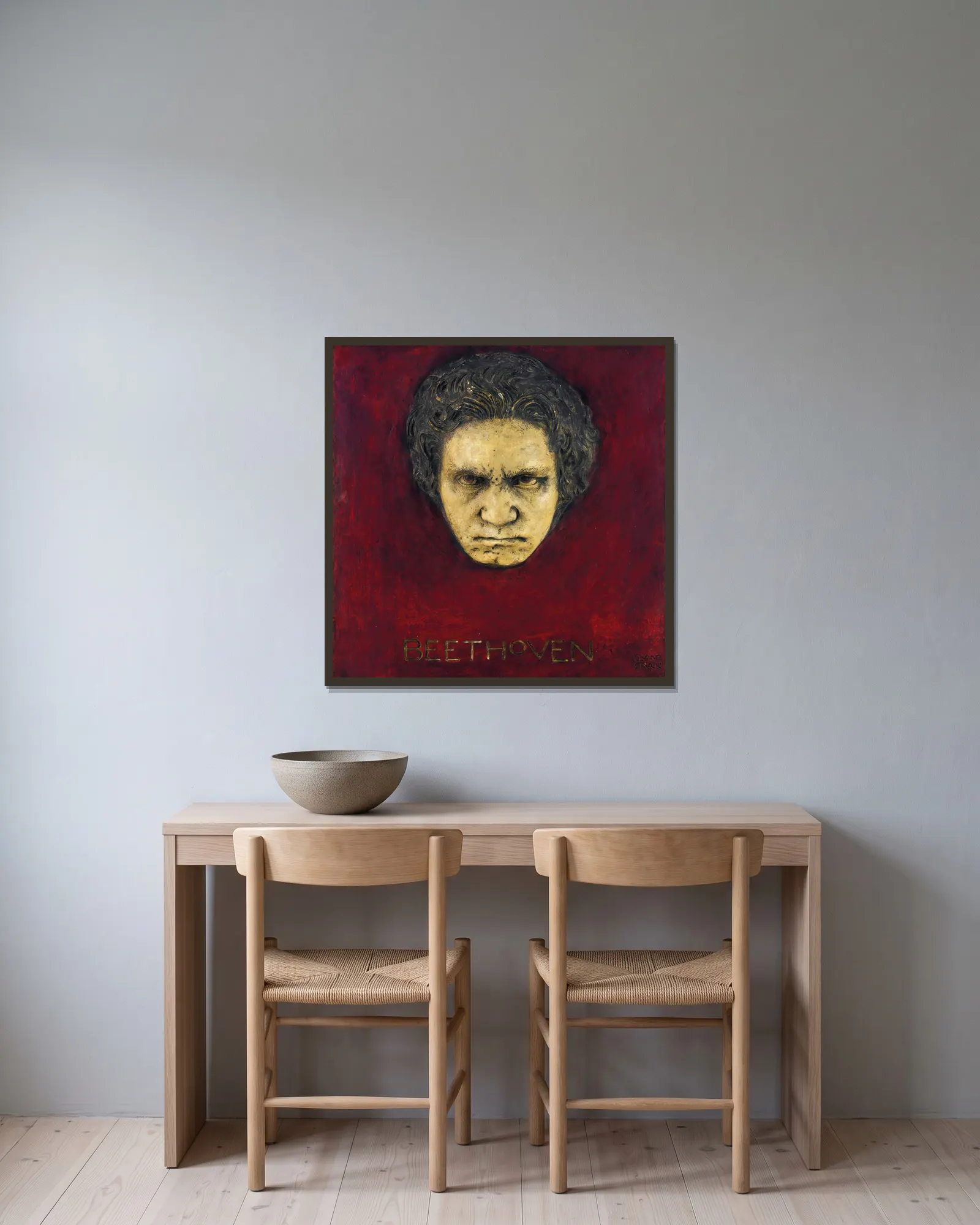 Beethoven av Franz von Stuck inramad på en vägg