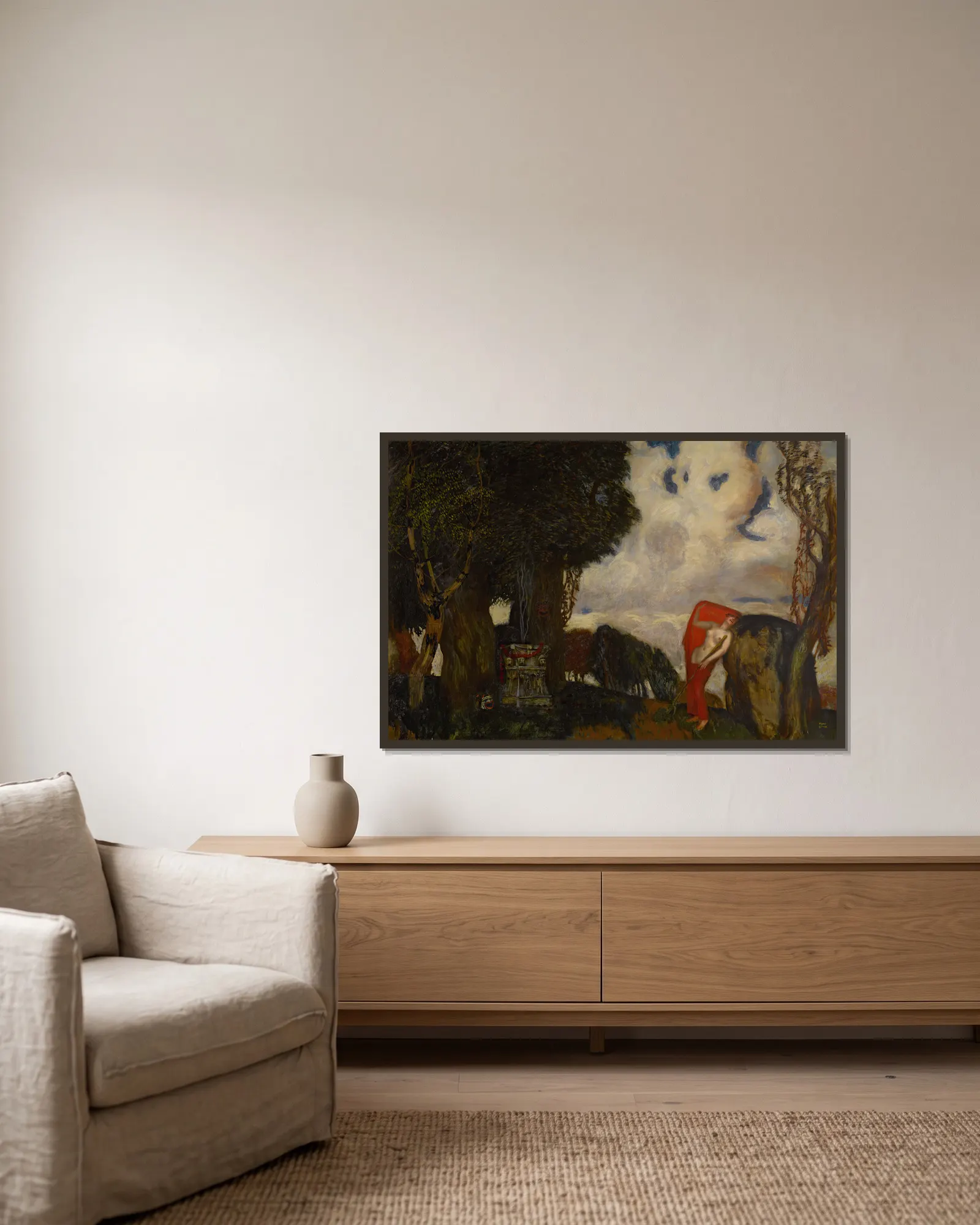 Iphigenia In Aulis av Franz von Stuck inramad på en vägg