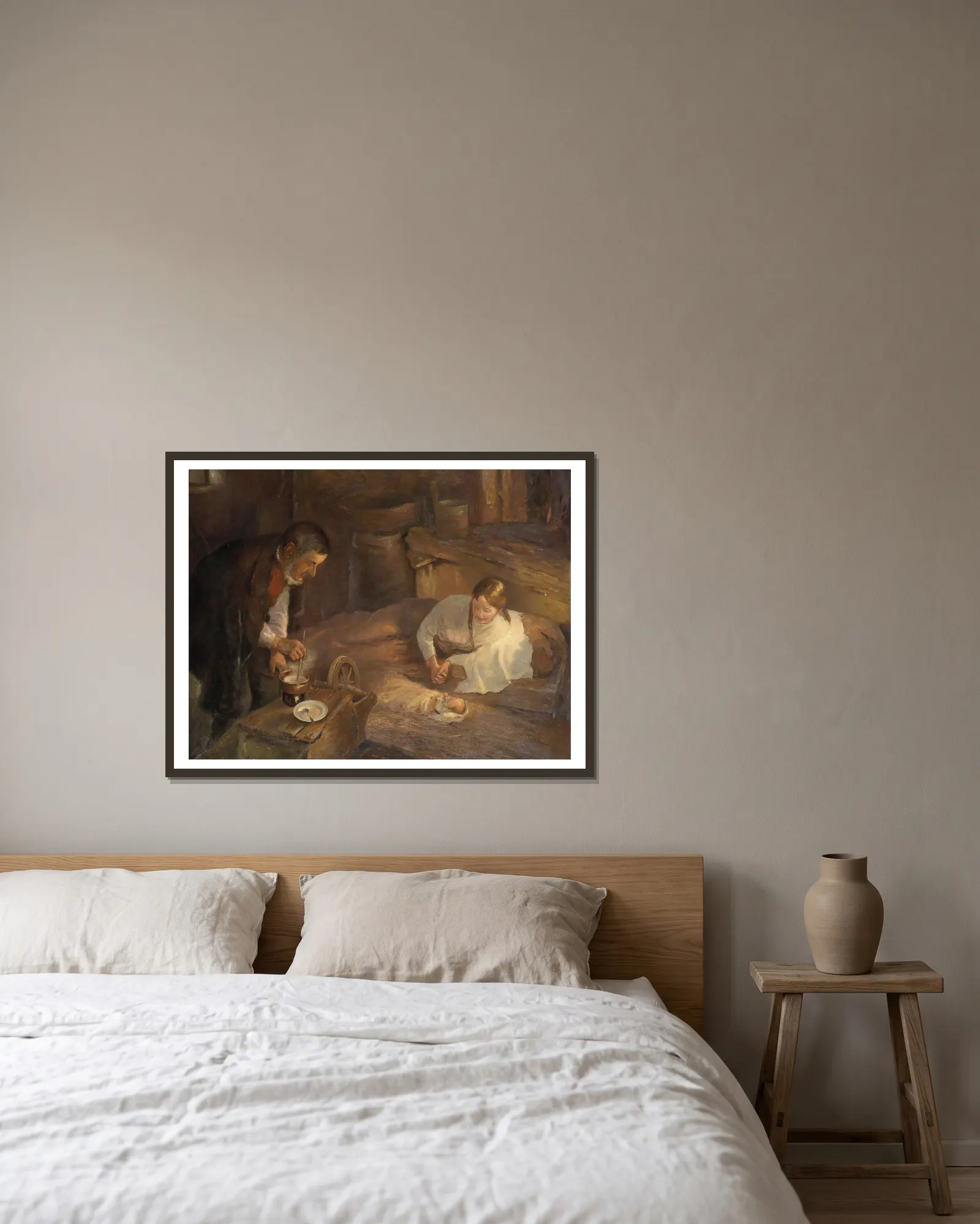 Heilige Nacht av Fritz von Uhde inramad på en vägg