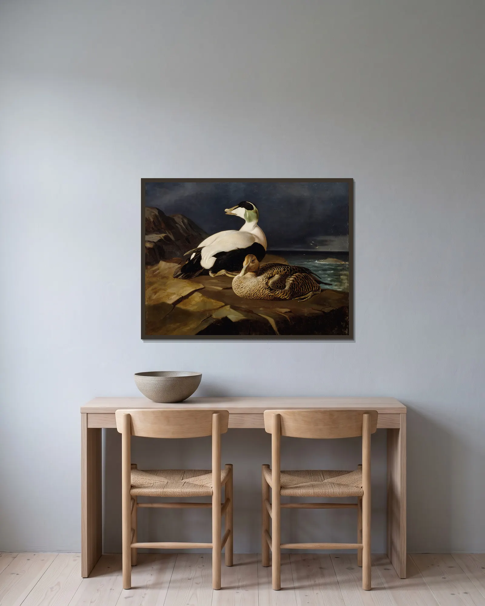 Pair Of Common Eiders On A Rock av Ferdinand von Wright inramad på en vägg