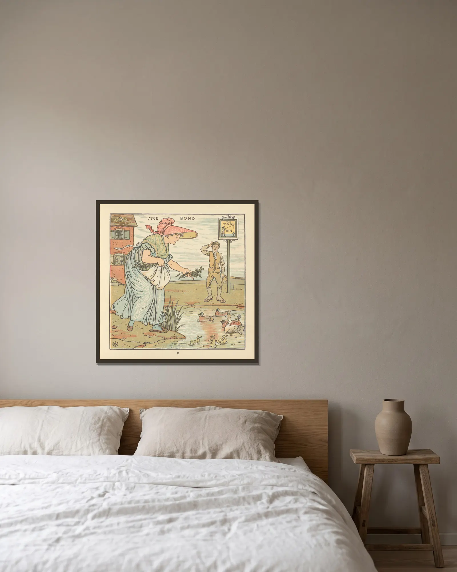 Mrs. Bond av Walter Crane inramad på en vägg