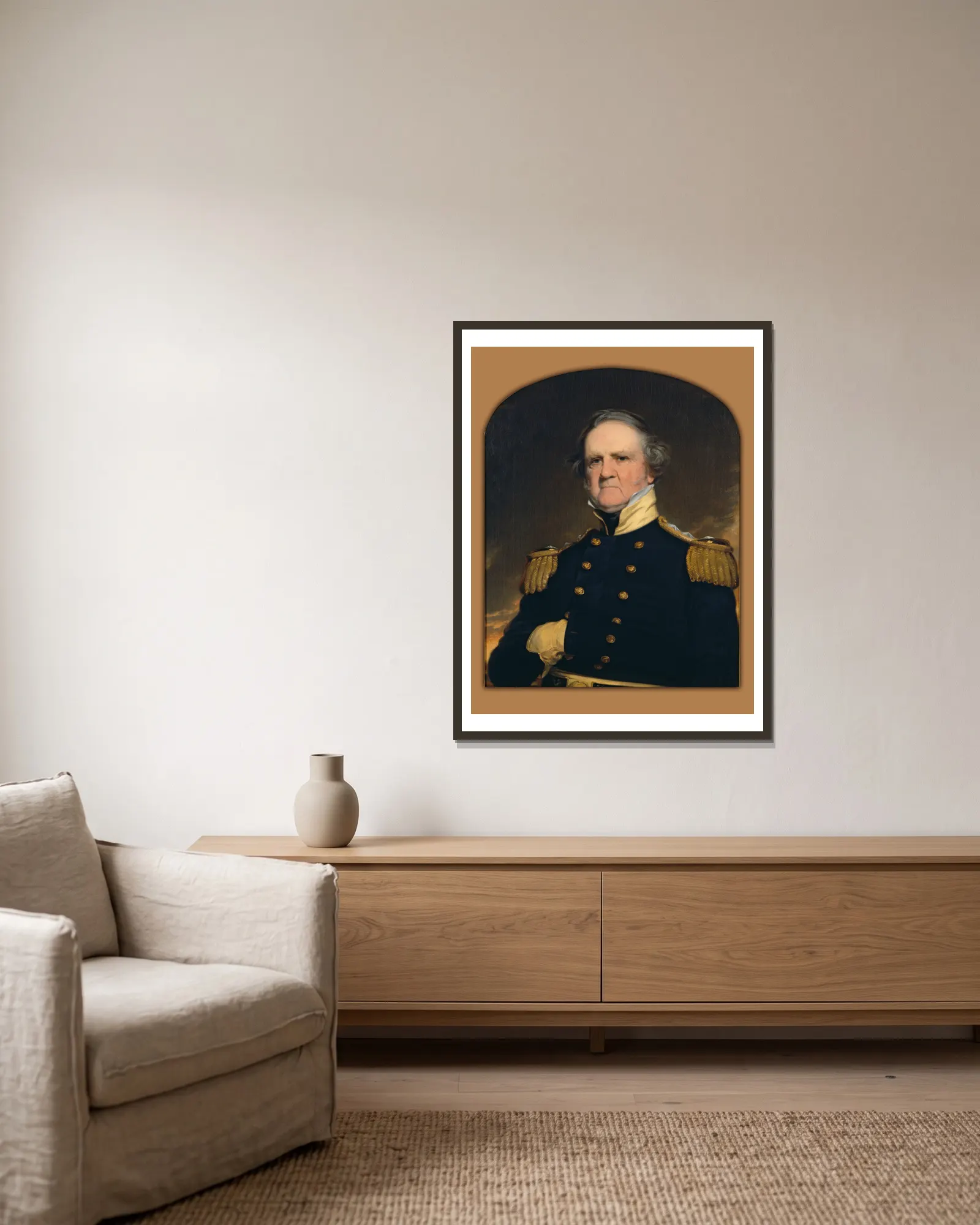 Winfield Scott av Robert Walter Weir inramad på en vägg