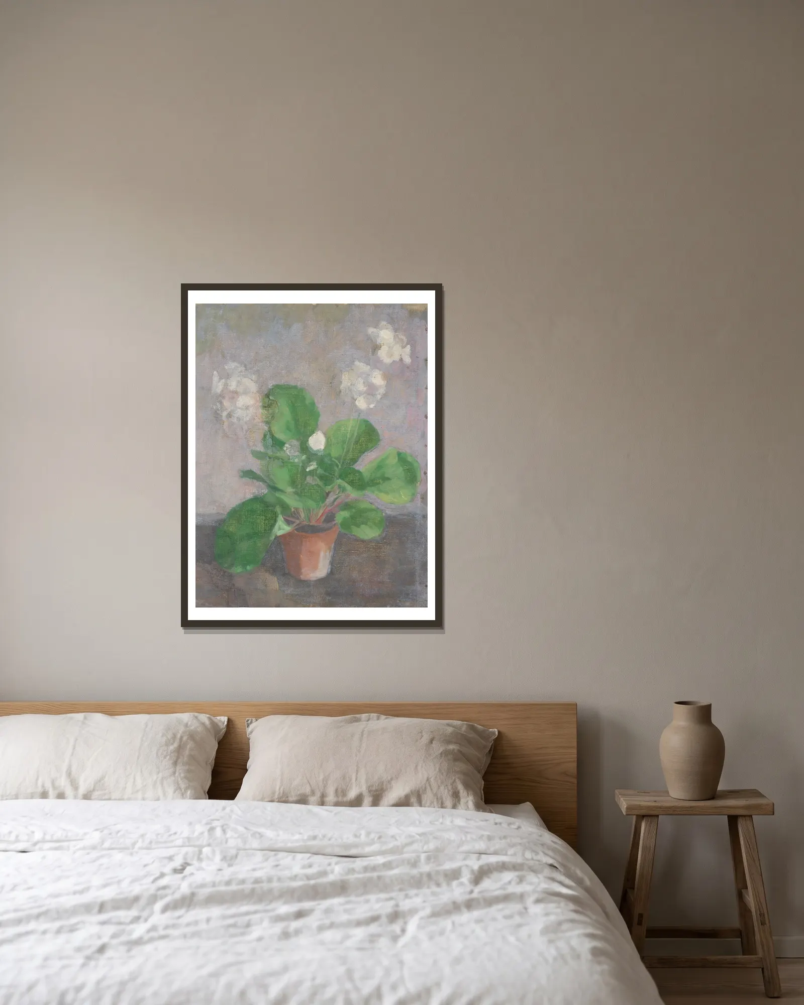 Stillleben mit Blumentopf av Walther Gamerith inramad på en vägg