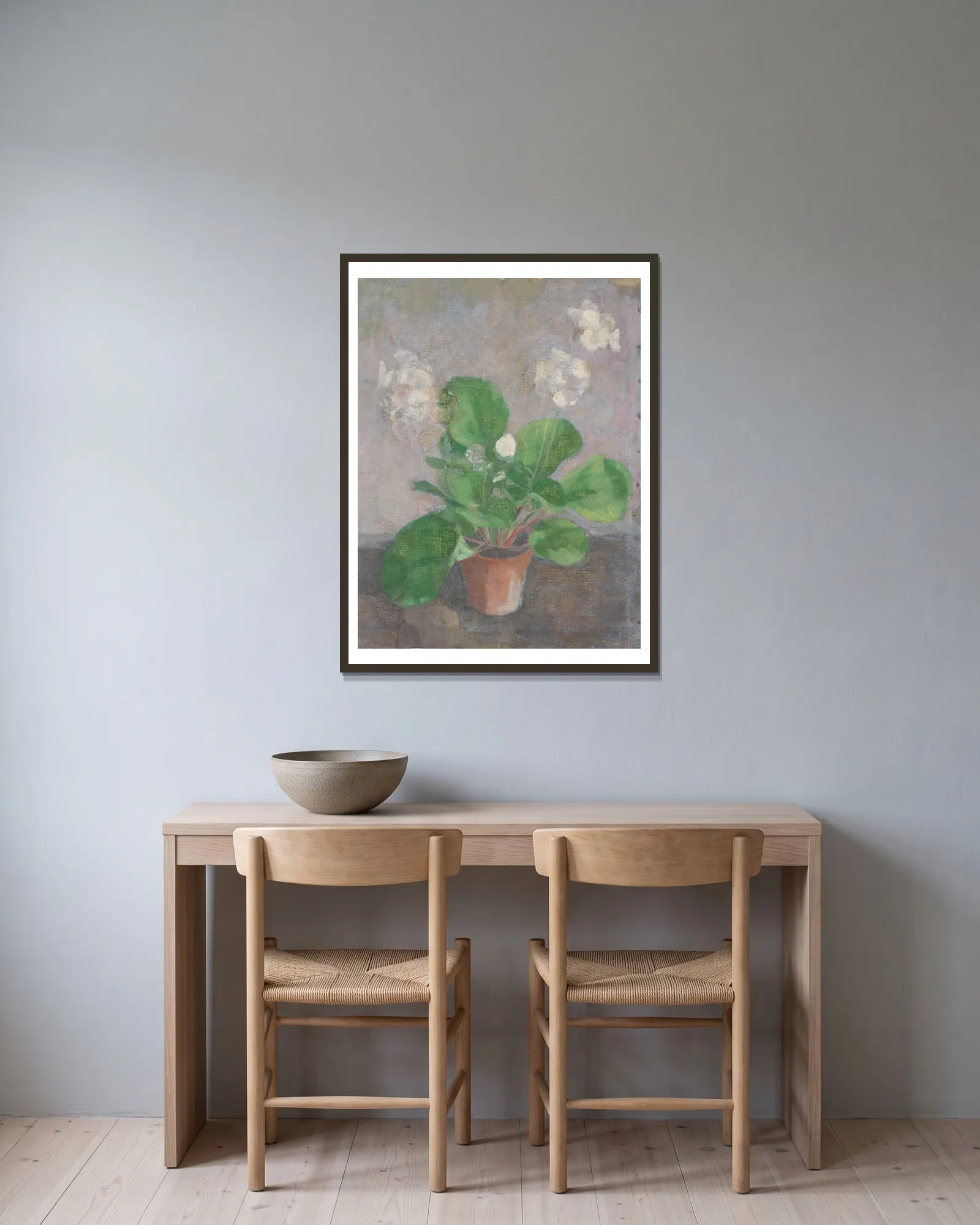 Stillleben mit Blumentopf av Walther Gamerith inramad på en vägg