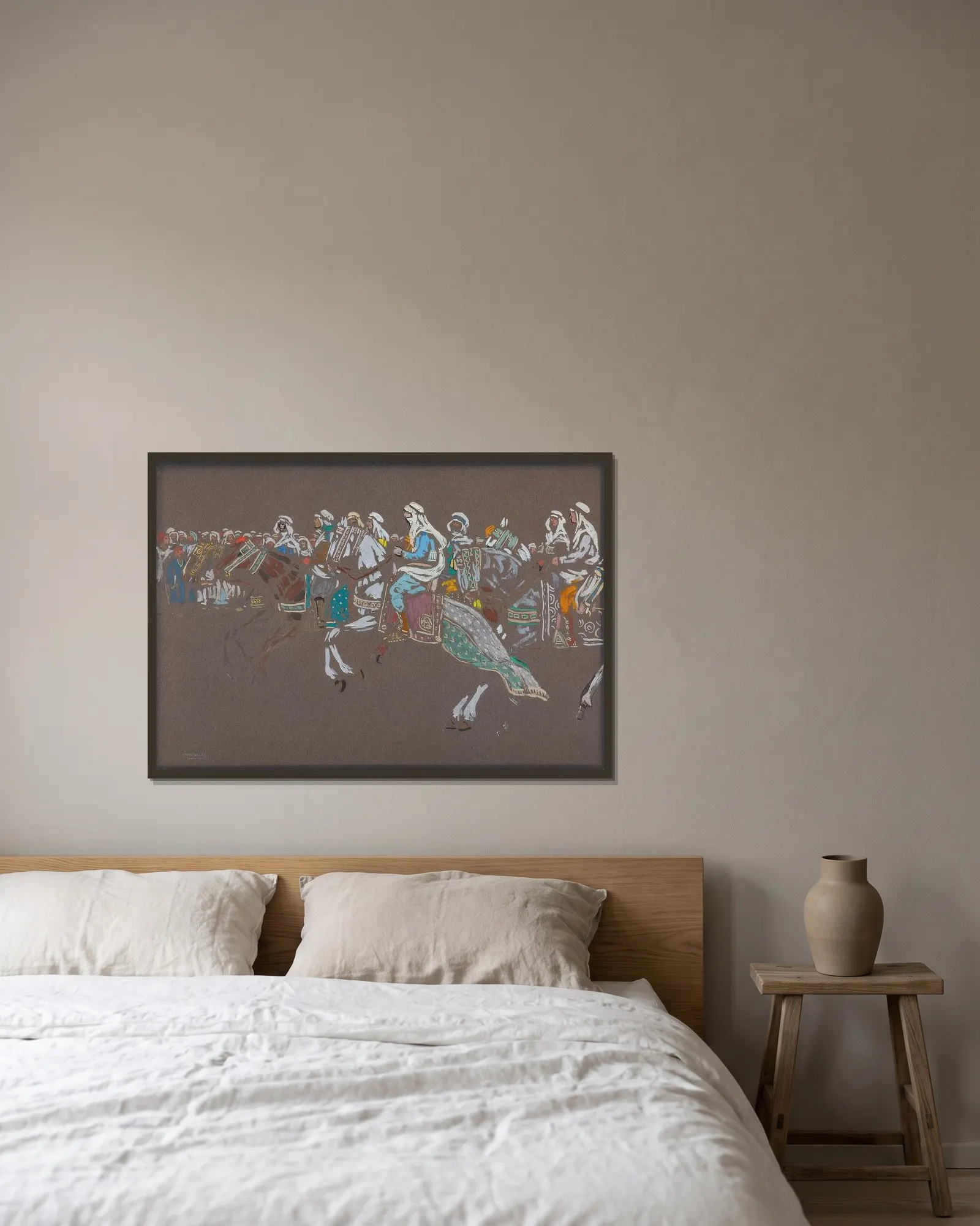 Arab cavalry av Wassily Kandinsky inramad på en vägg